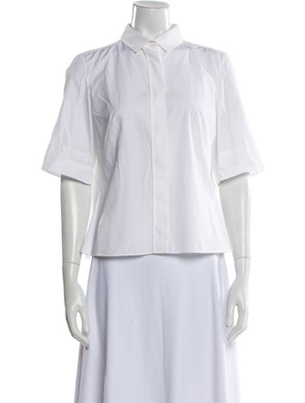 Akris Punto Three-Quarter Sleeve Button-Up Top