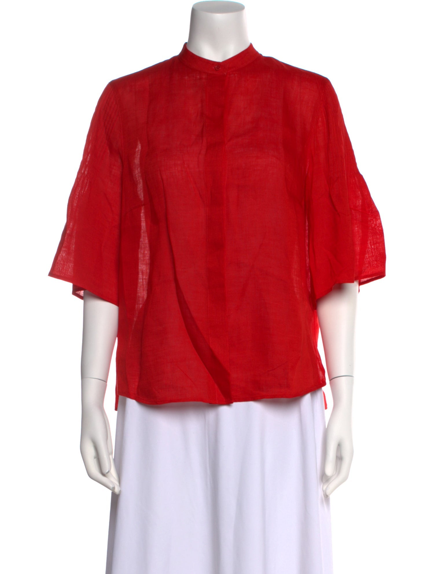 Akris Punto Linen Mock Neck Blouse