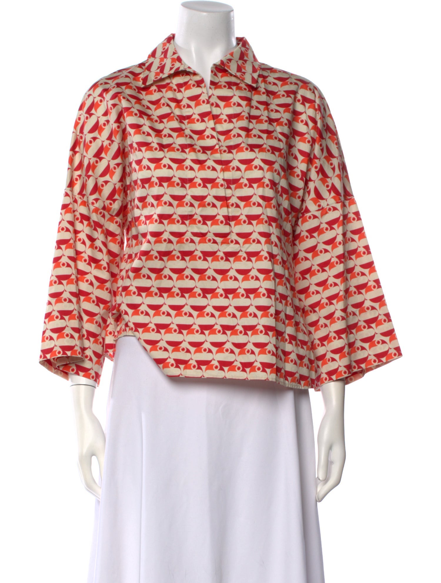 Akris Punto Printed Mock Neck Blouse