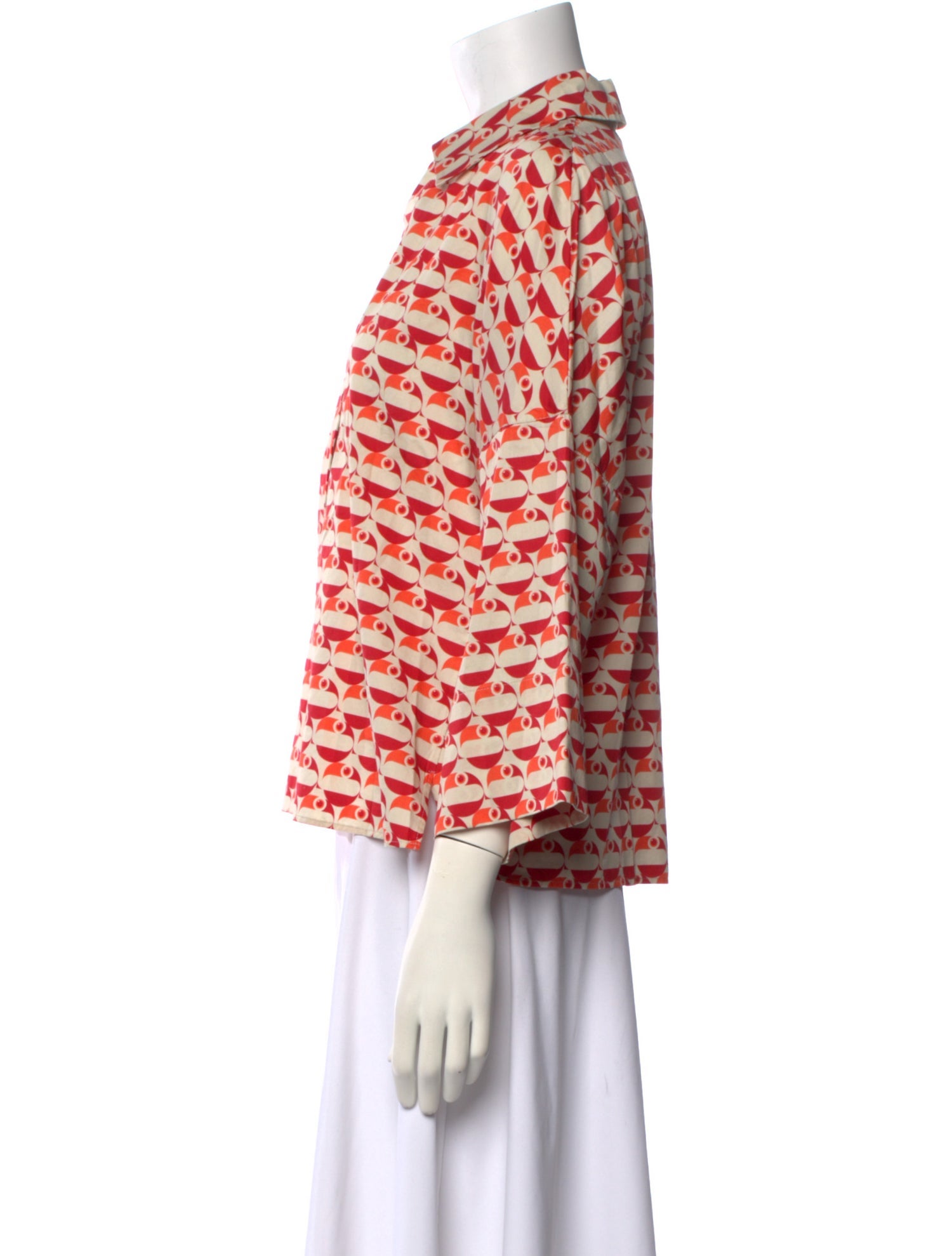 Akris Punto Printed Mock Neck Blouse