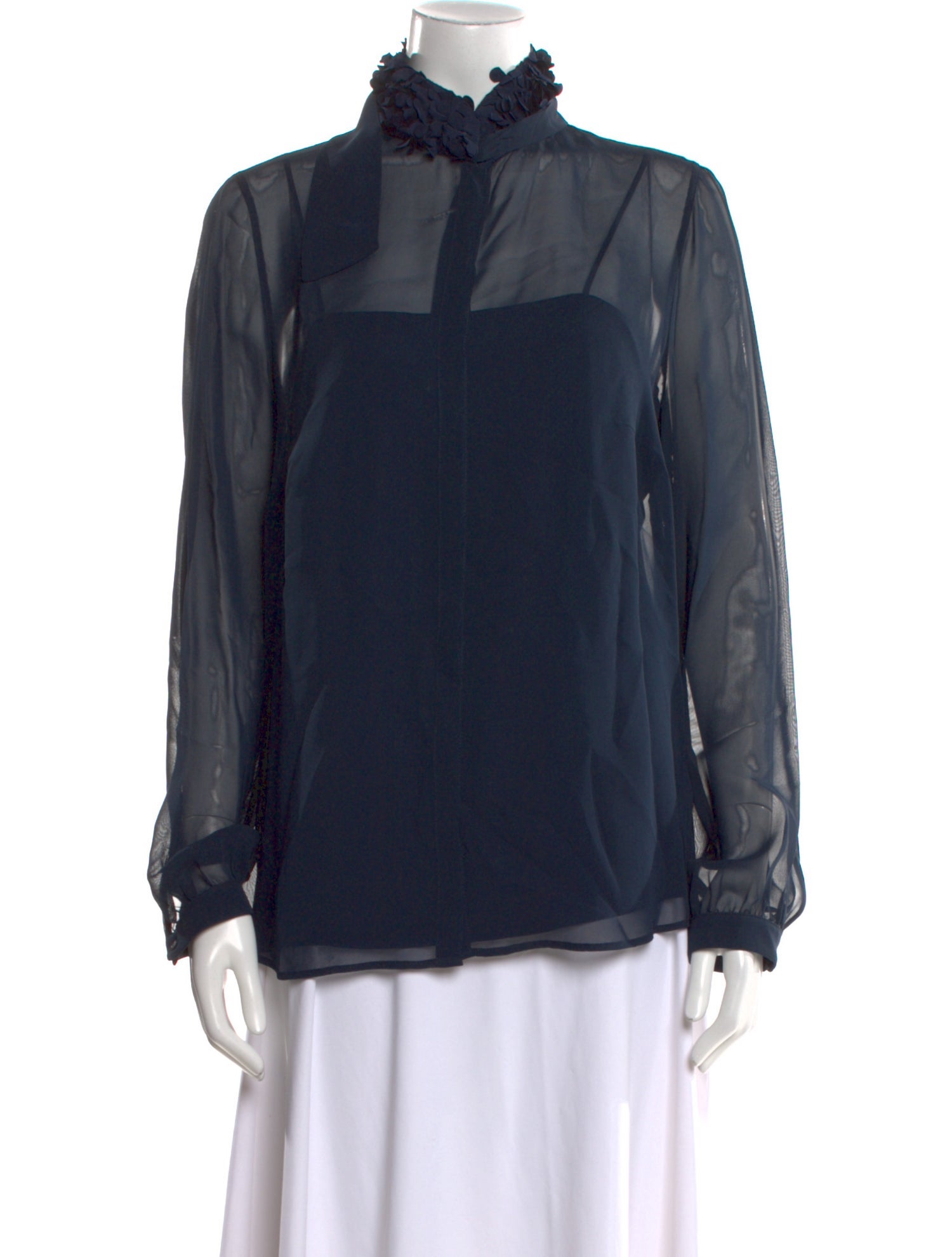 Akris Punto Mock Neck Long Sleeve Blouse