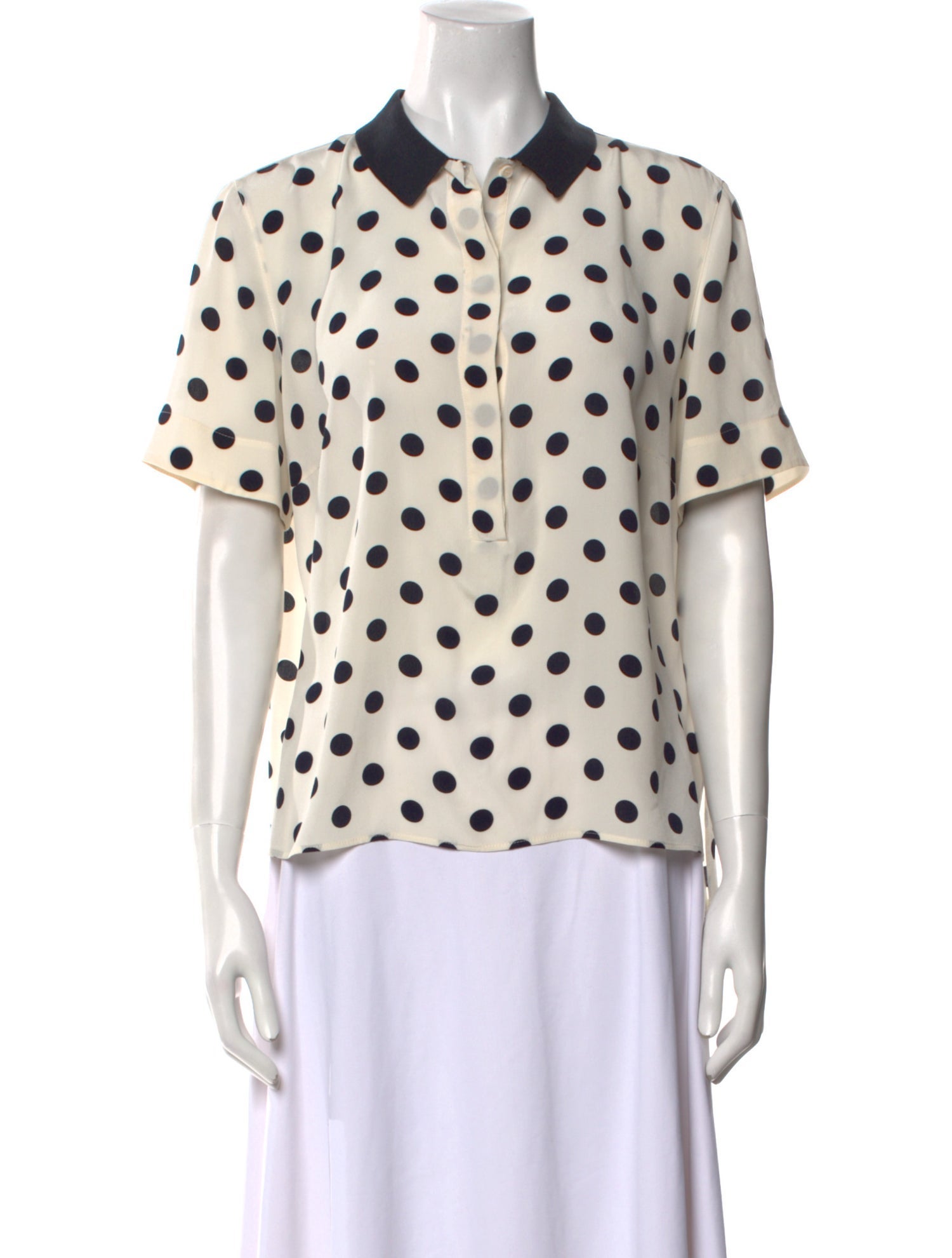 Akris Punto Silk Polka Dot Print Button-Up Top