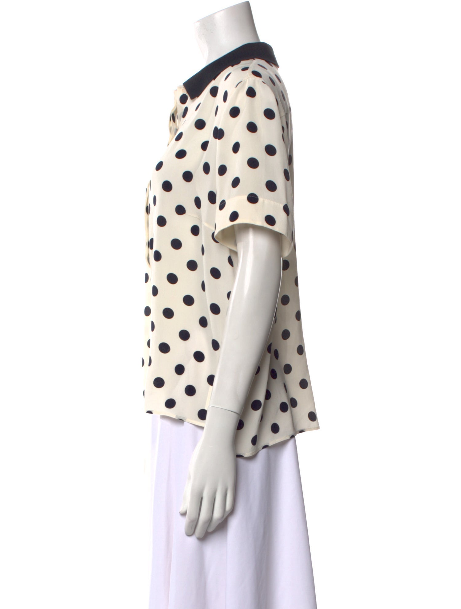 Akris Punto Silk Polka Dot Print Button-Up Top