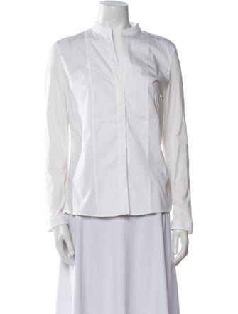 Akris Punto Mock Neck Long Sleeve Button-Up Top