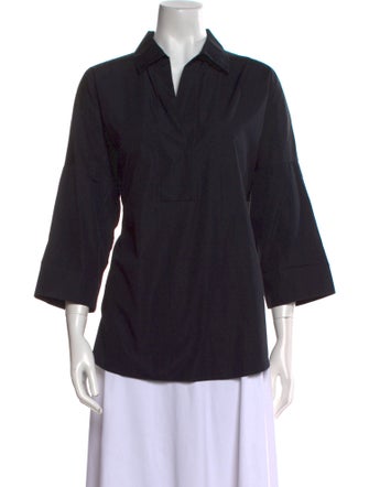 Akris Punto Three-Quarter Sleeve Button-Up Top