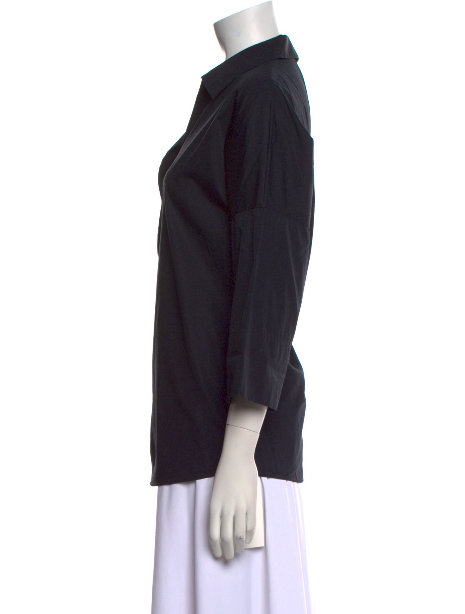 Akris Punto Three-Quarter Sleeve Button-Up Top