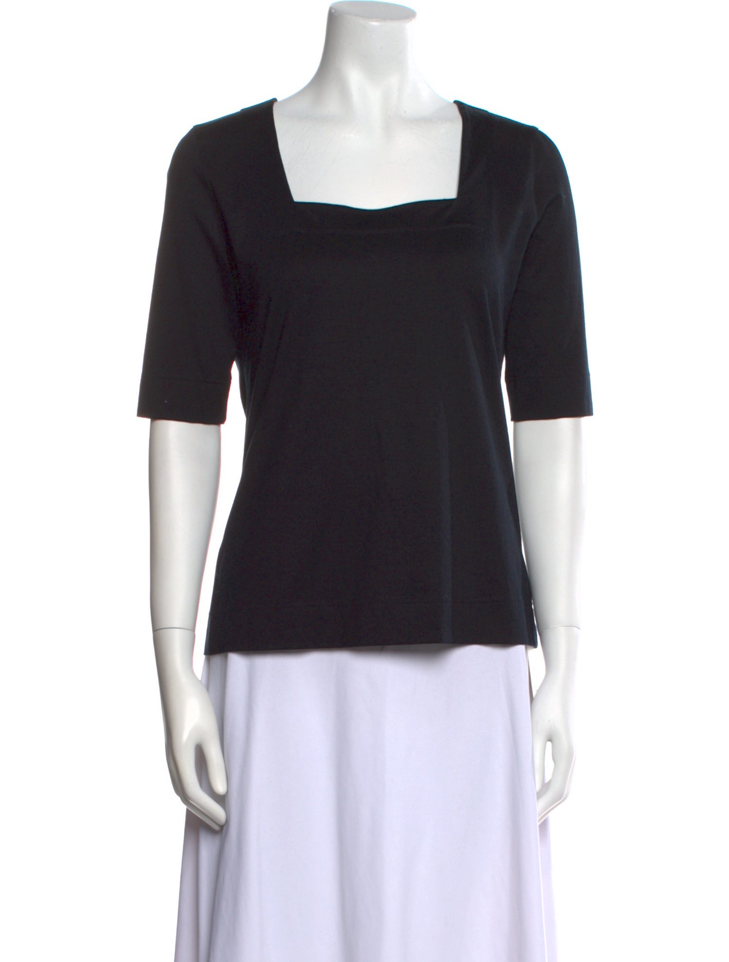 Akris Punto Square Neckline Short Sleeve Top