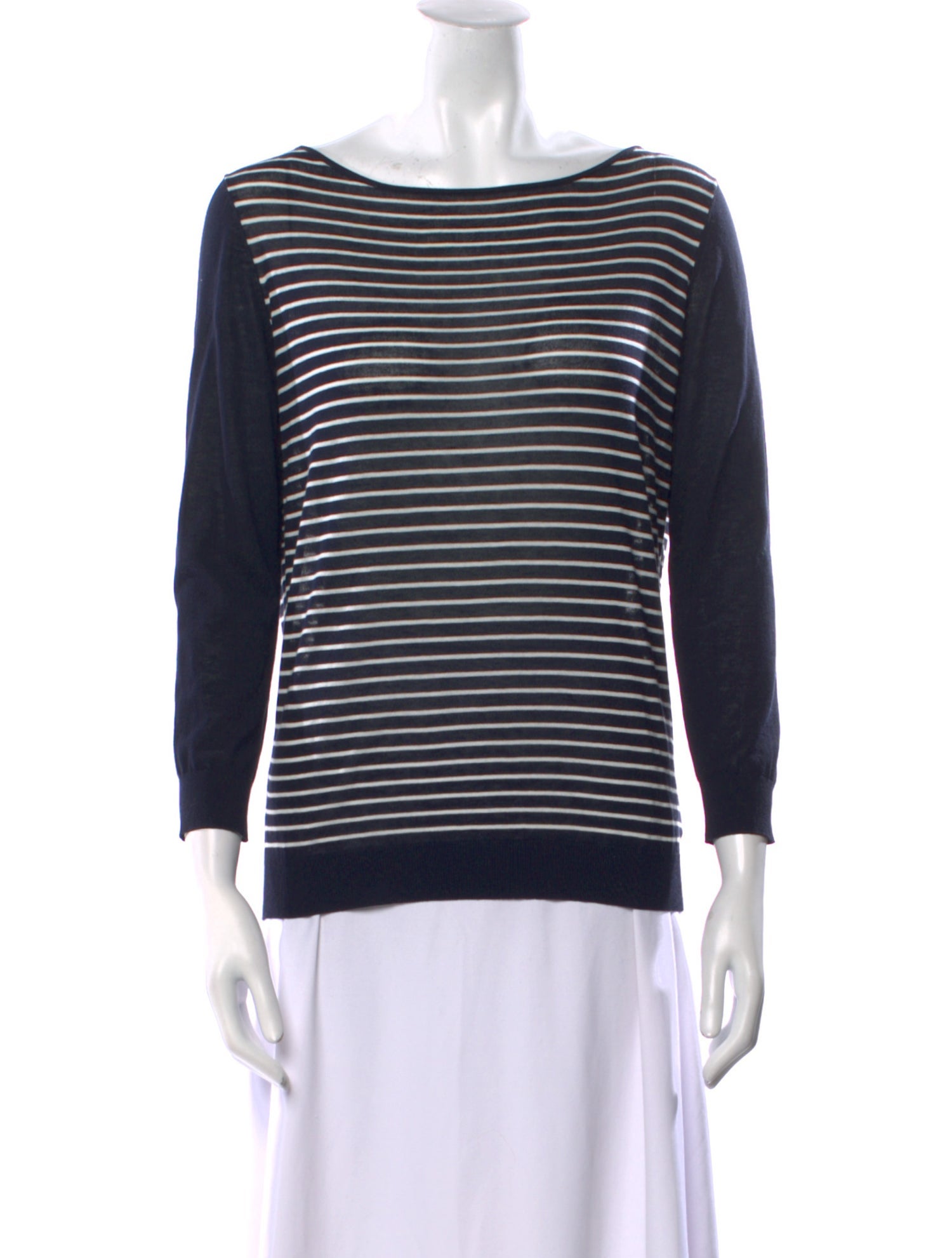 Akris Punto Striped Bateau Neckline Top