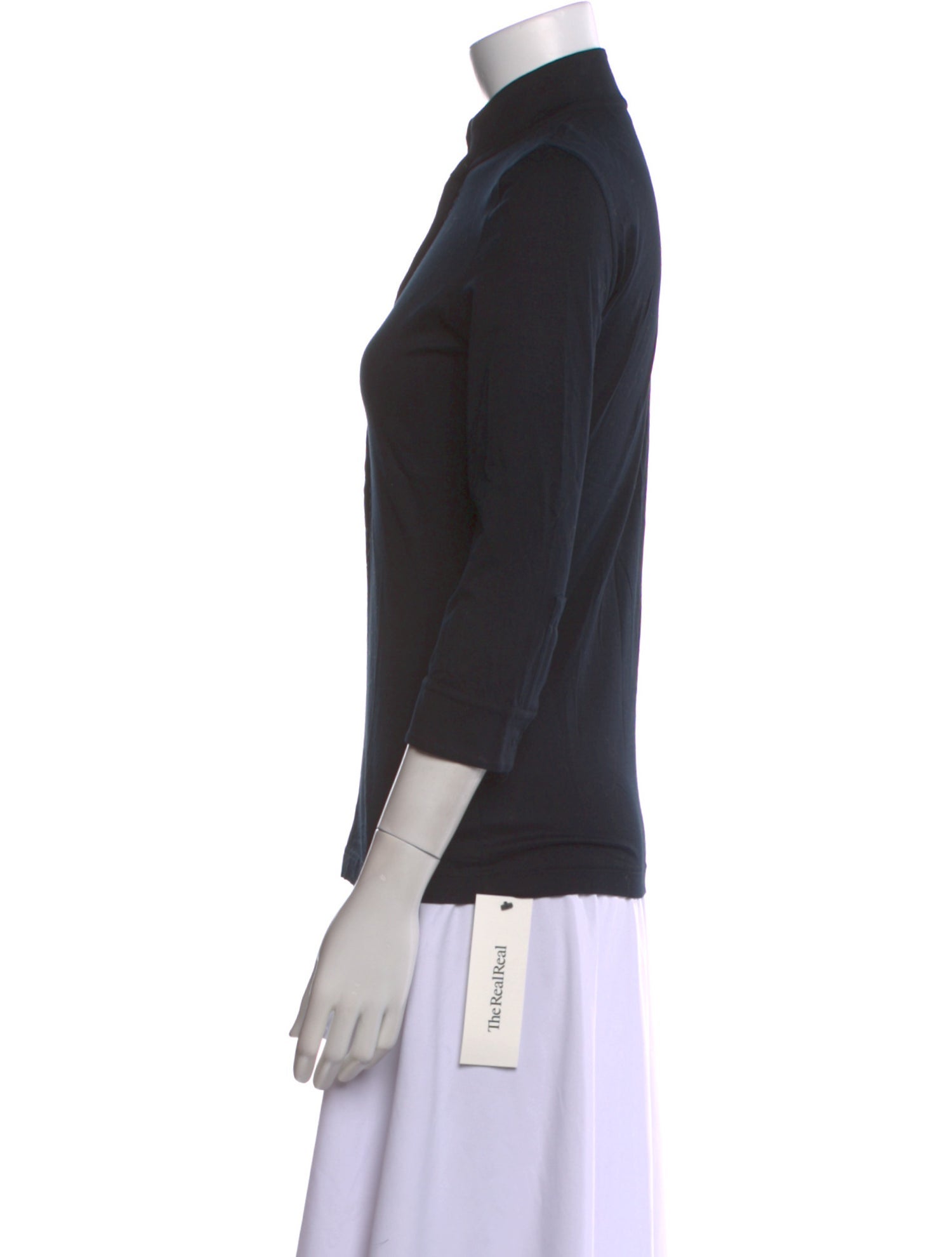 Akris Punto Mock Neck Three-Quarter Sleeve Sweatshirt