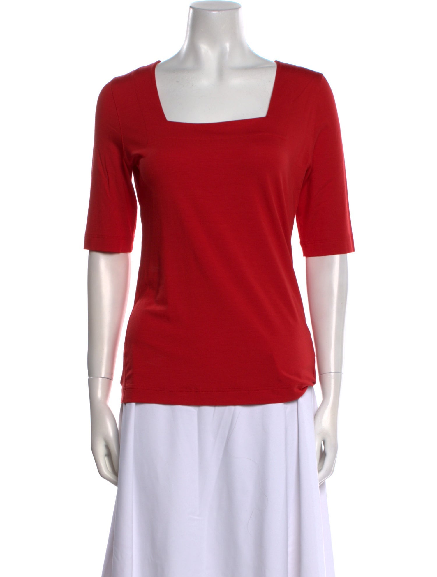 Akris Punto Square Neckline Short Sleeve Top