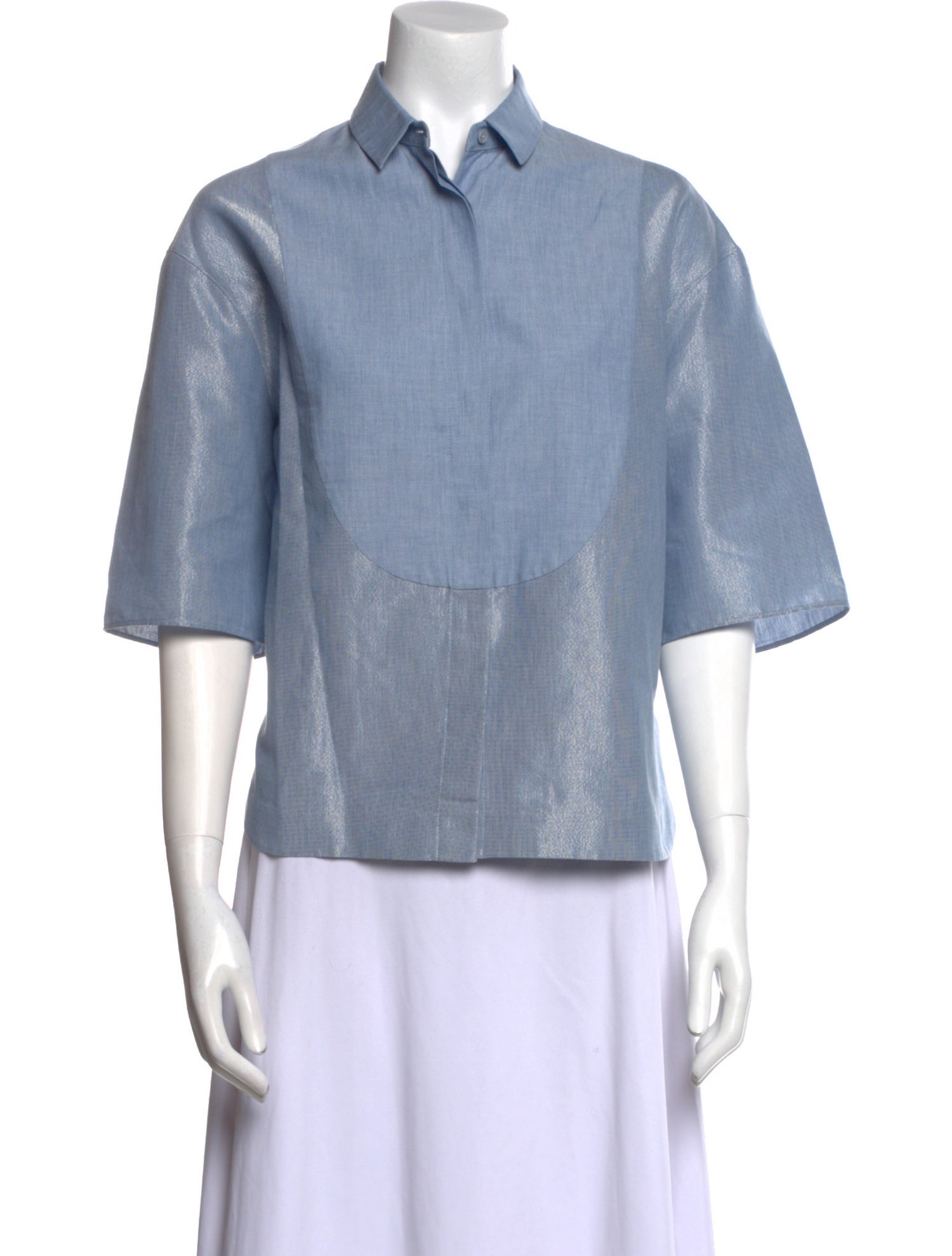 Akris Punto Short Sleeve Button-Up Top