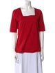 Akris Punto Square Neckline Short Sleeve Blouse