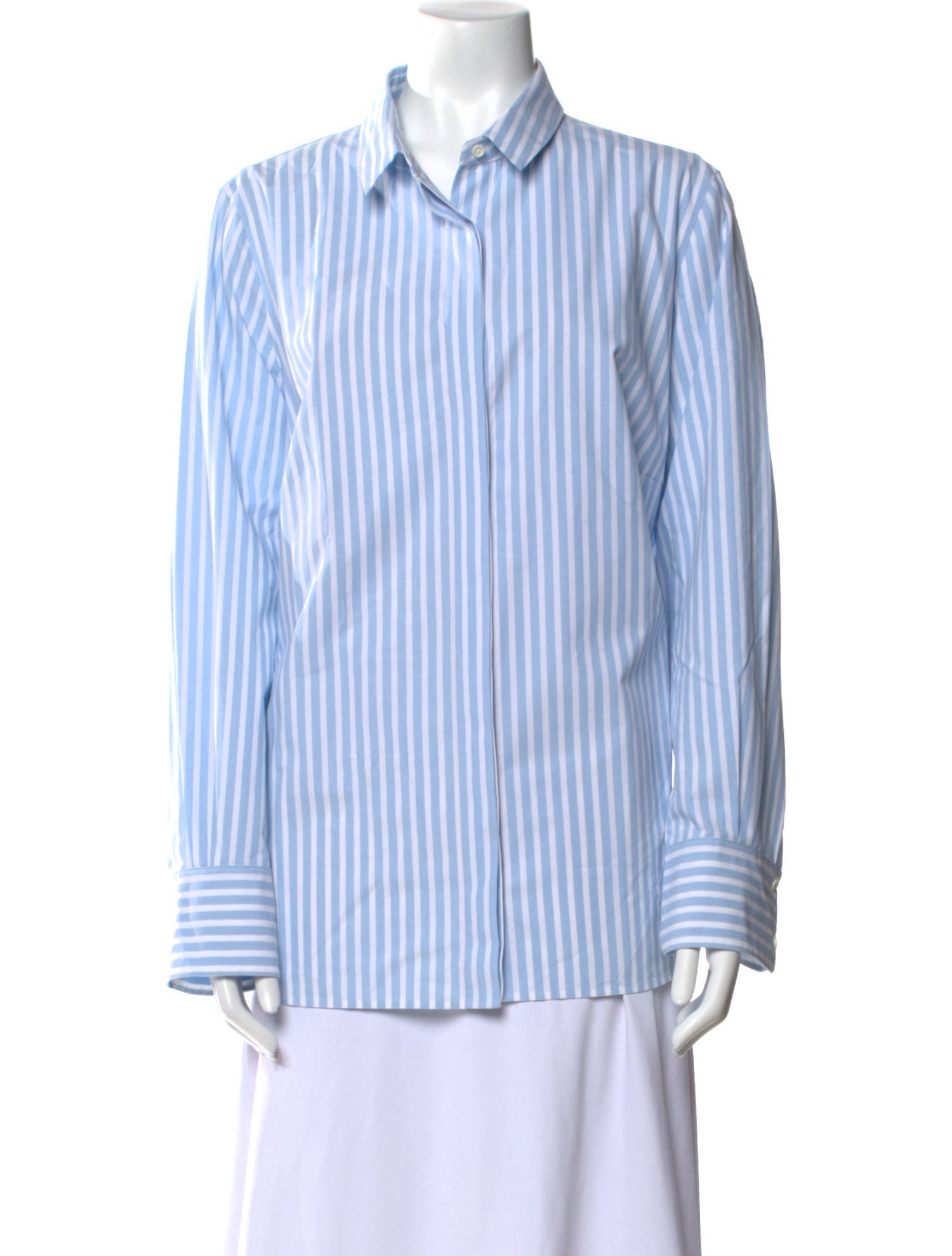 Akris Punto Striped Long Sleeve Button-Up Top