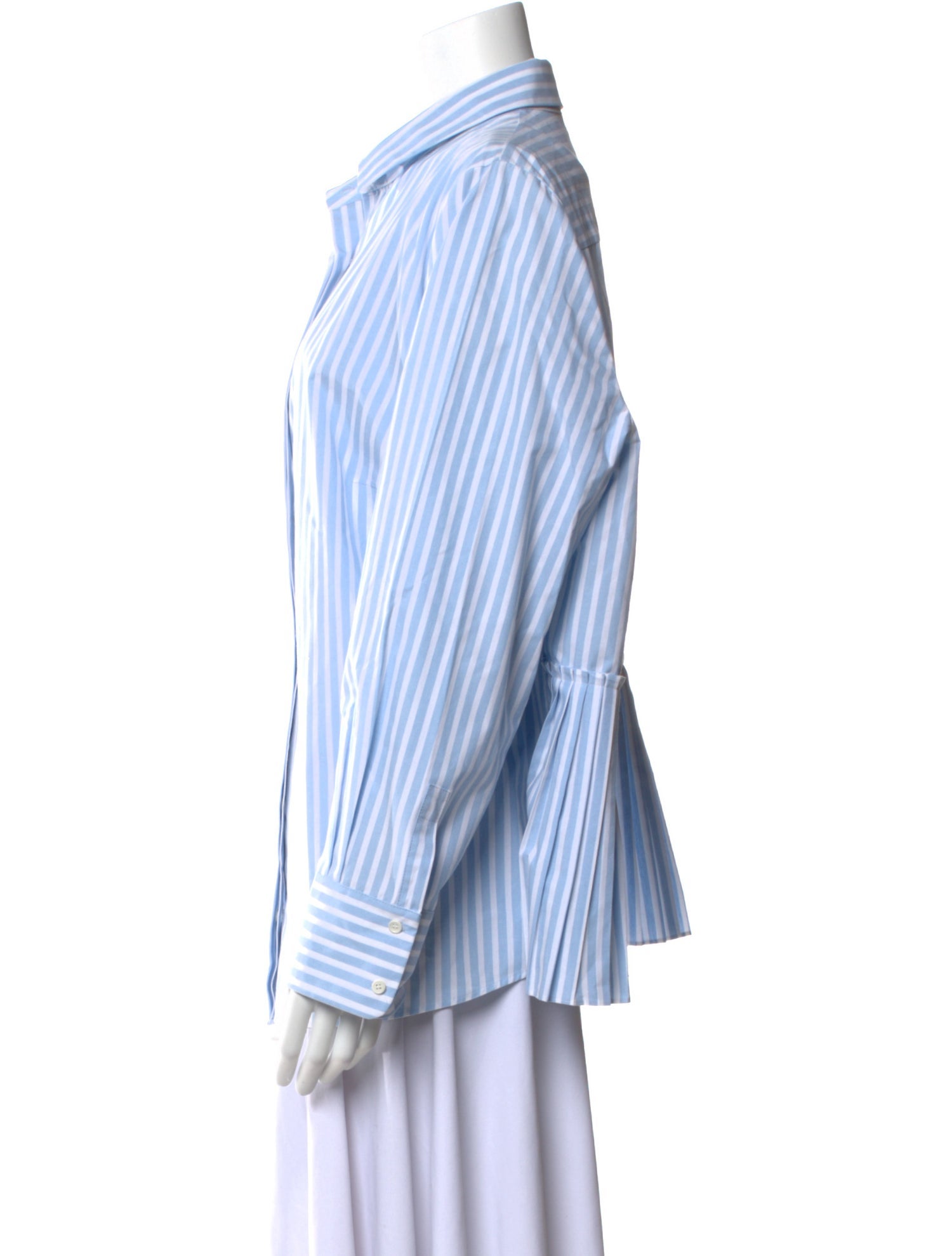 Akris Punto Striped Long Sleeve Button-Up Top