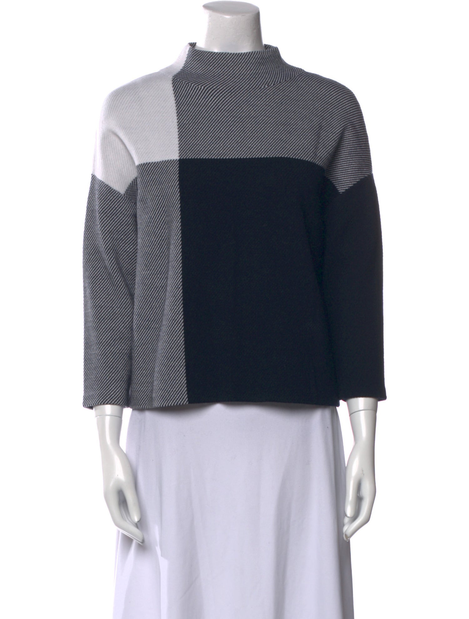 Akris Punto Virgin Wool Colorblock Pattern Sweater