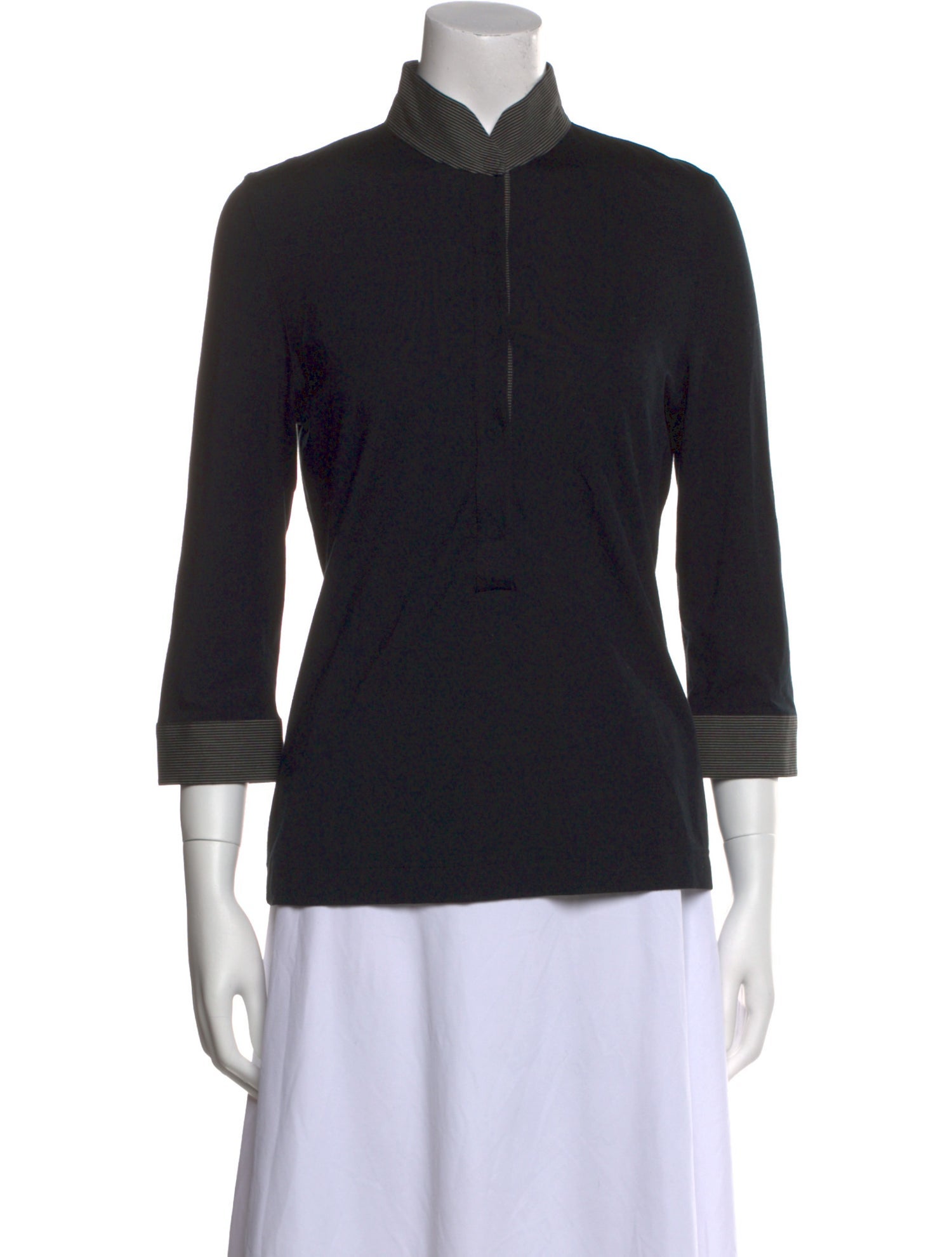 Akris Punto Mock Neck Three-Quarter Sleeve Top