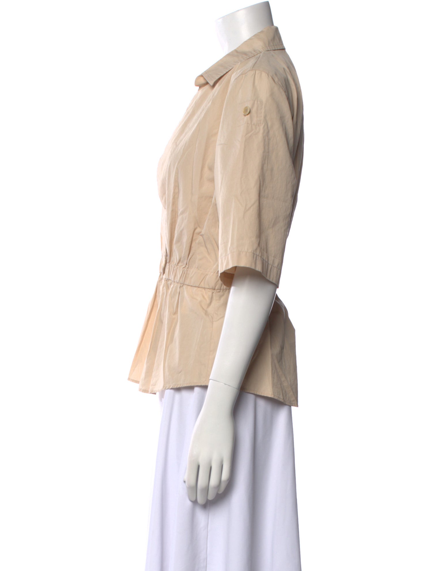 Akris Punto Three-Quarter Sleeve Button-Up Top