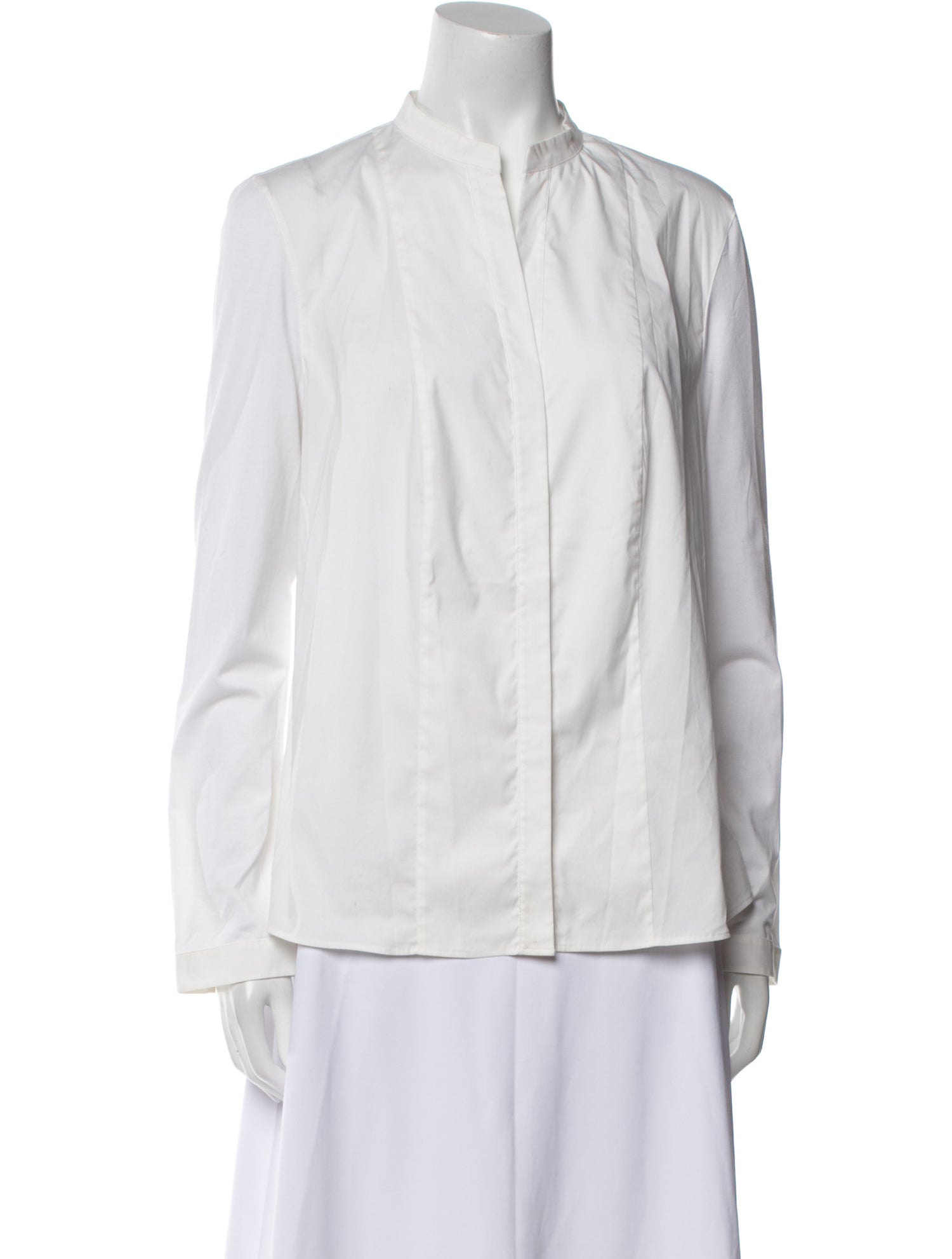 Akris Punto V-Neck Long Sleeve Button-Up Top