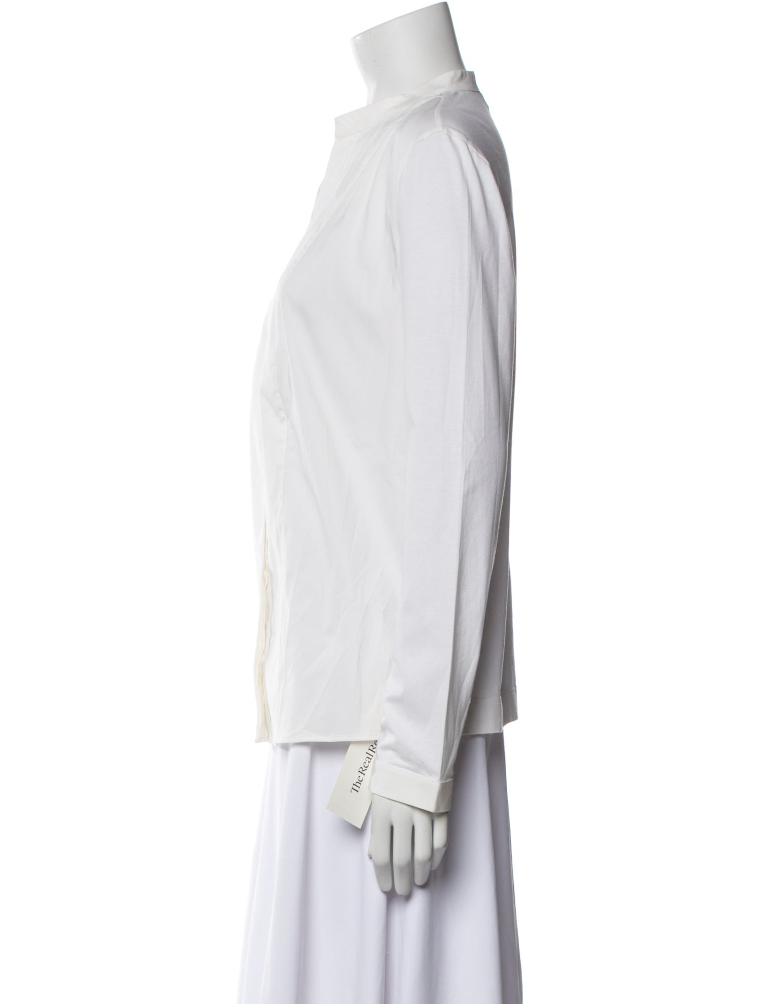 Akris Punto V-Neck Long Sleeve Button-Up Top