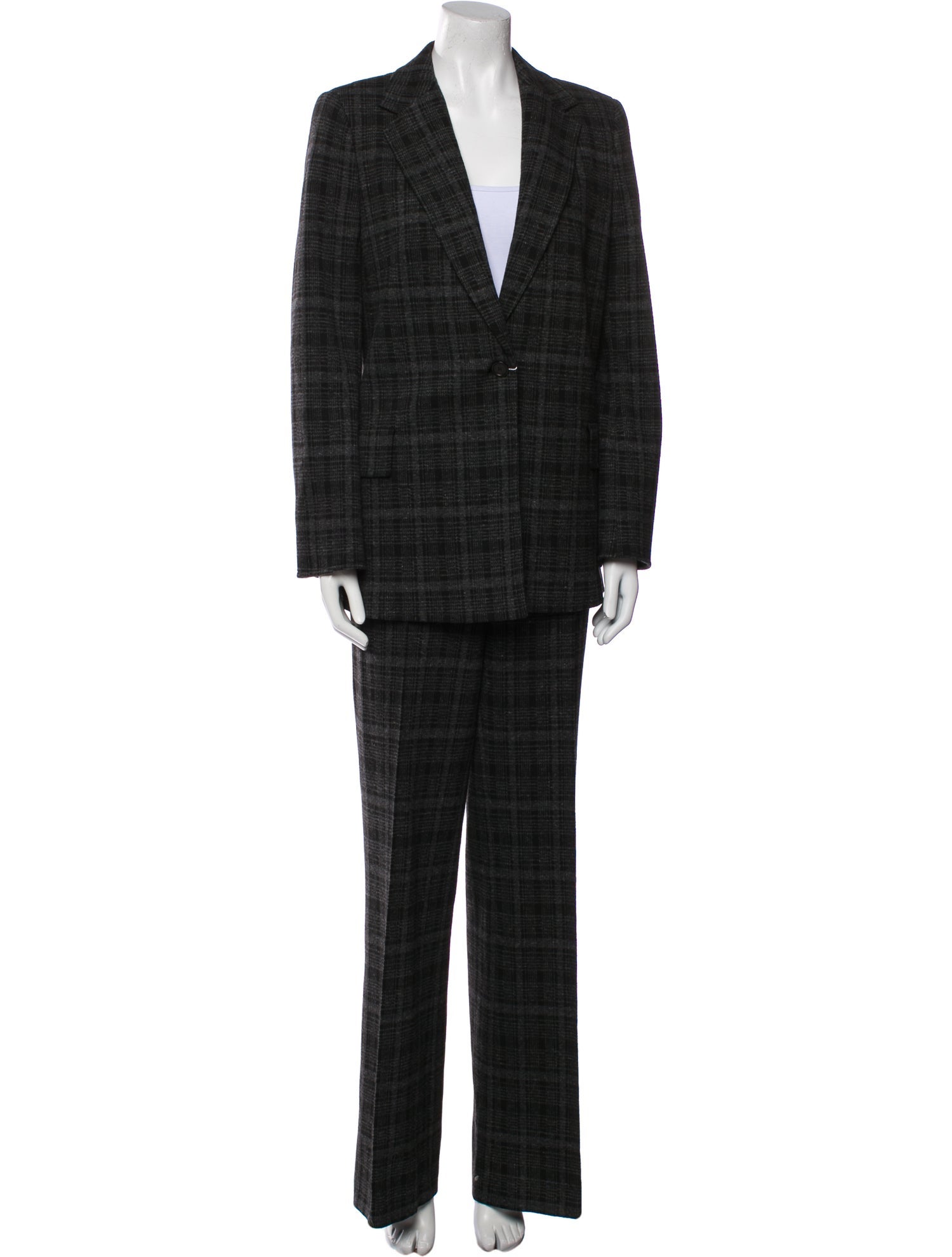 Akris Punto Wool Plaid Print Pantsuit w/ Tags