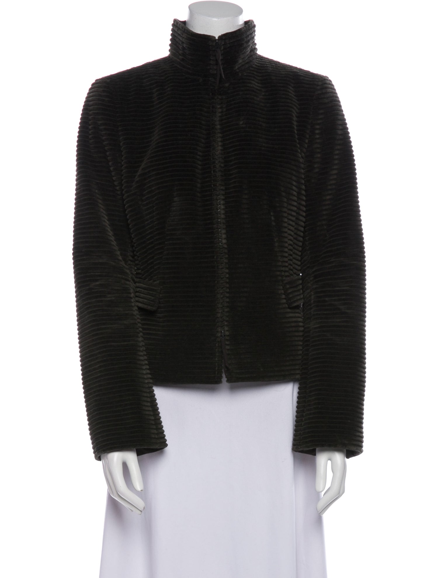 Akris Punto Tweed Pattern Faux Fur Jacket
