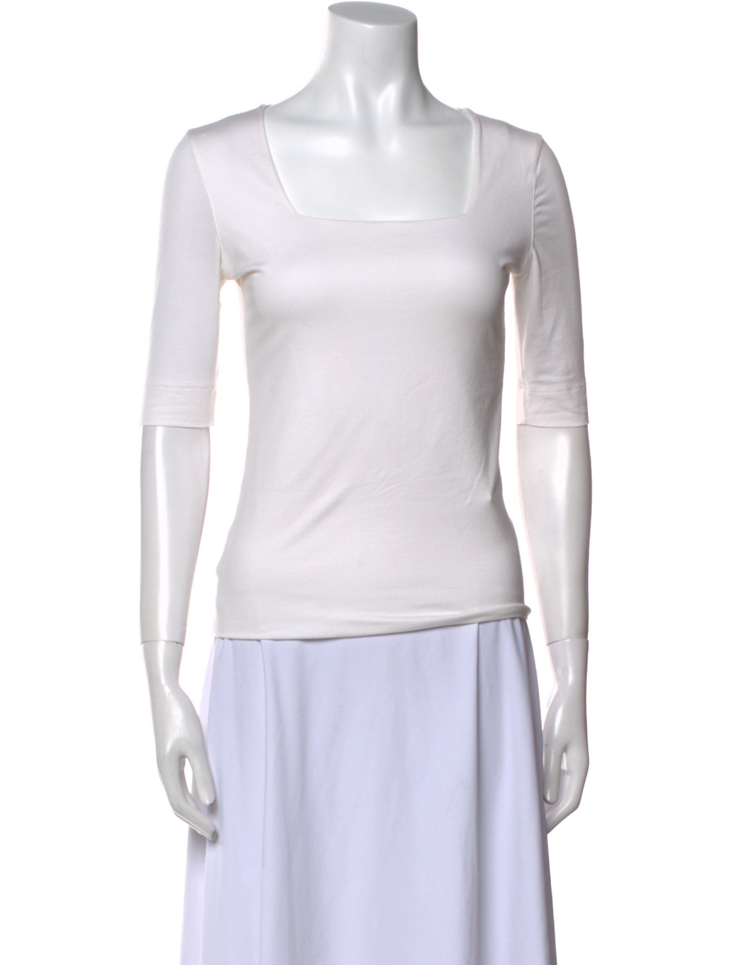 Akris Punto Square Neckline Short Sleeve Top