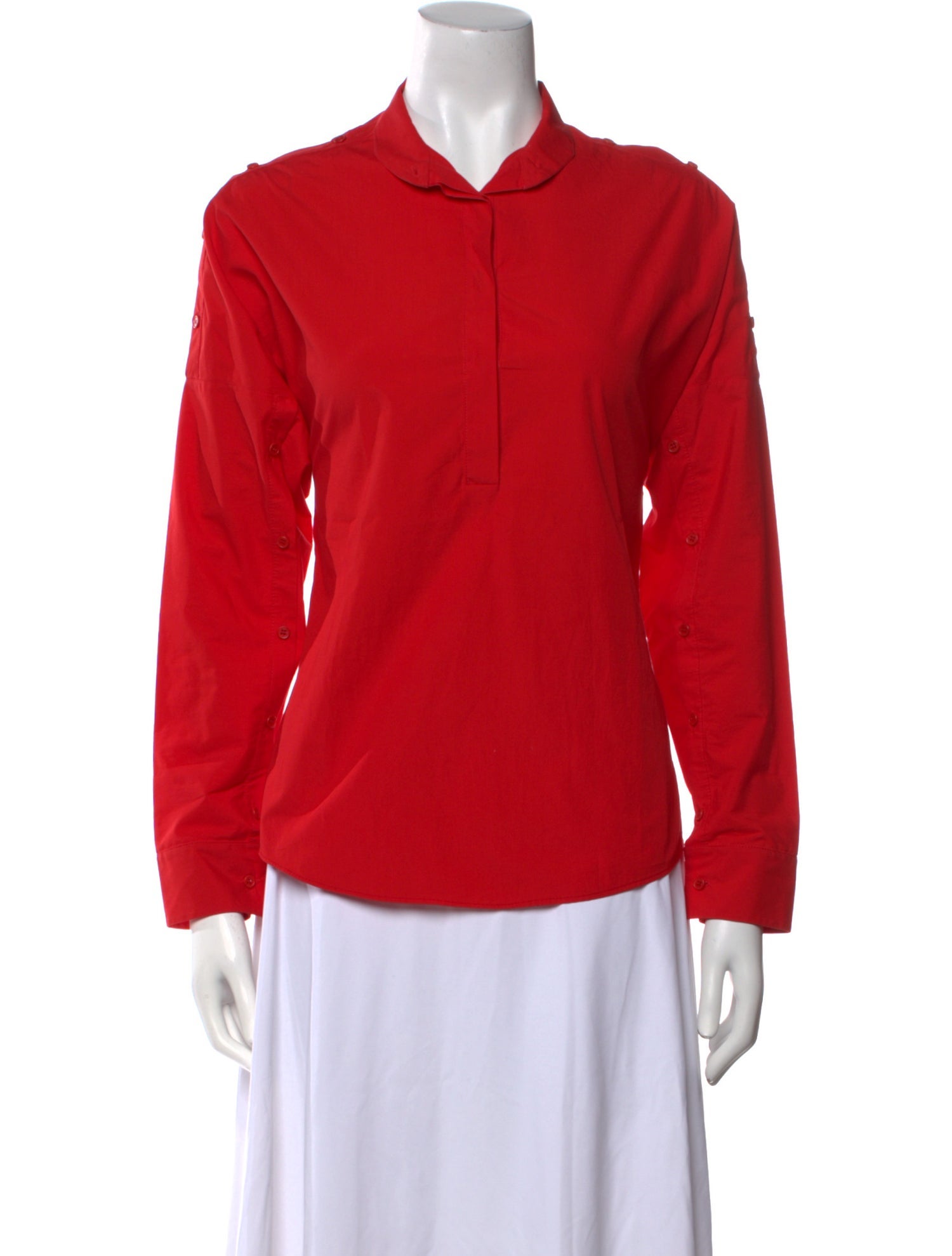 Akris Punto Mock Neck Long Sleeve Blouse