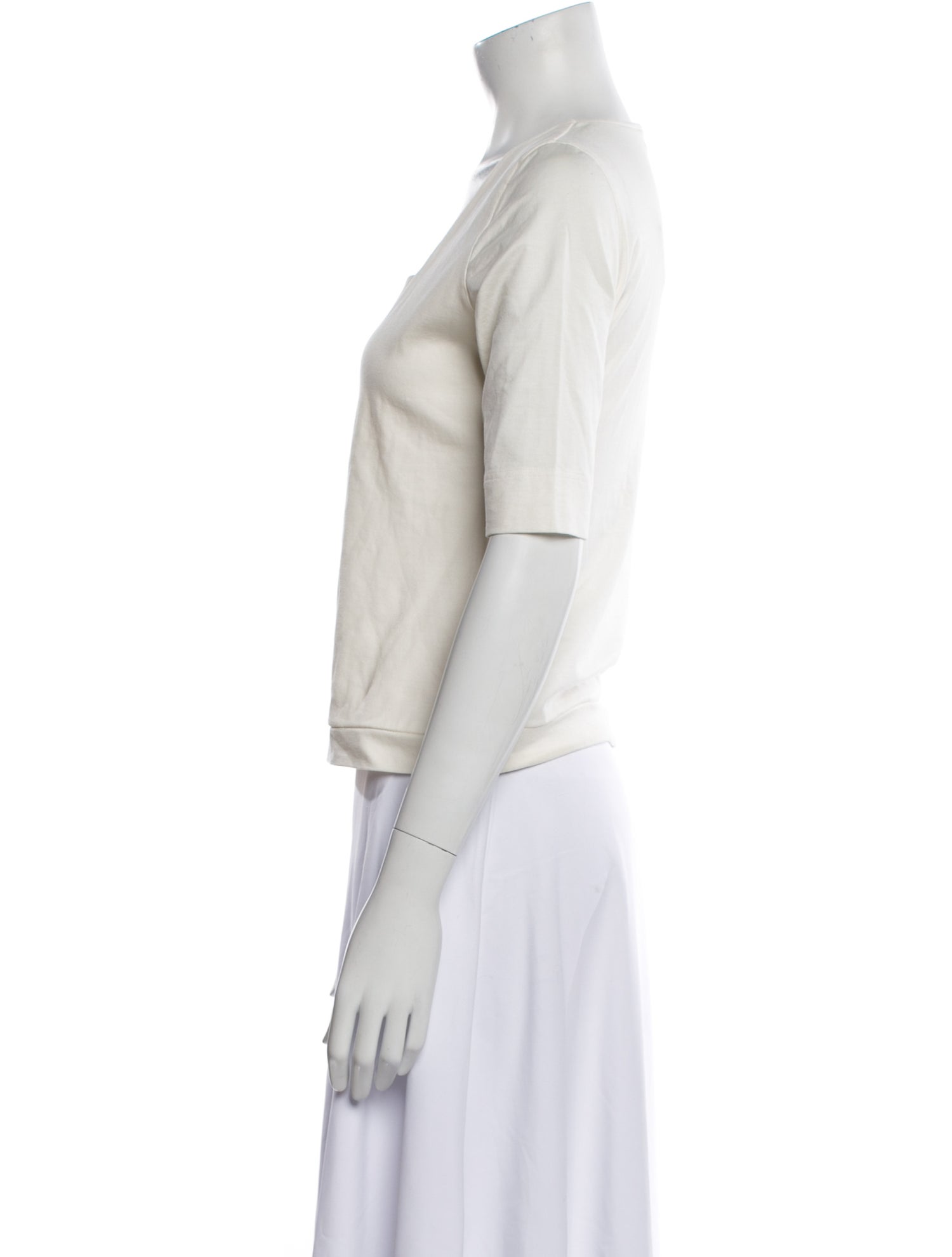 Akris Punto Square Neckline Short Sleeve Crop Top