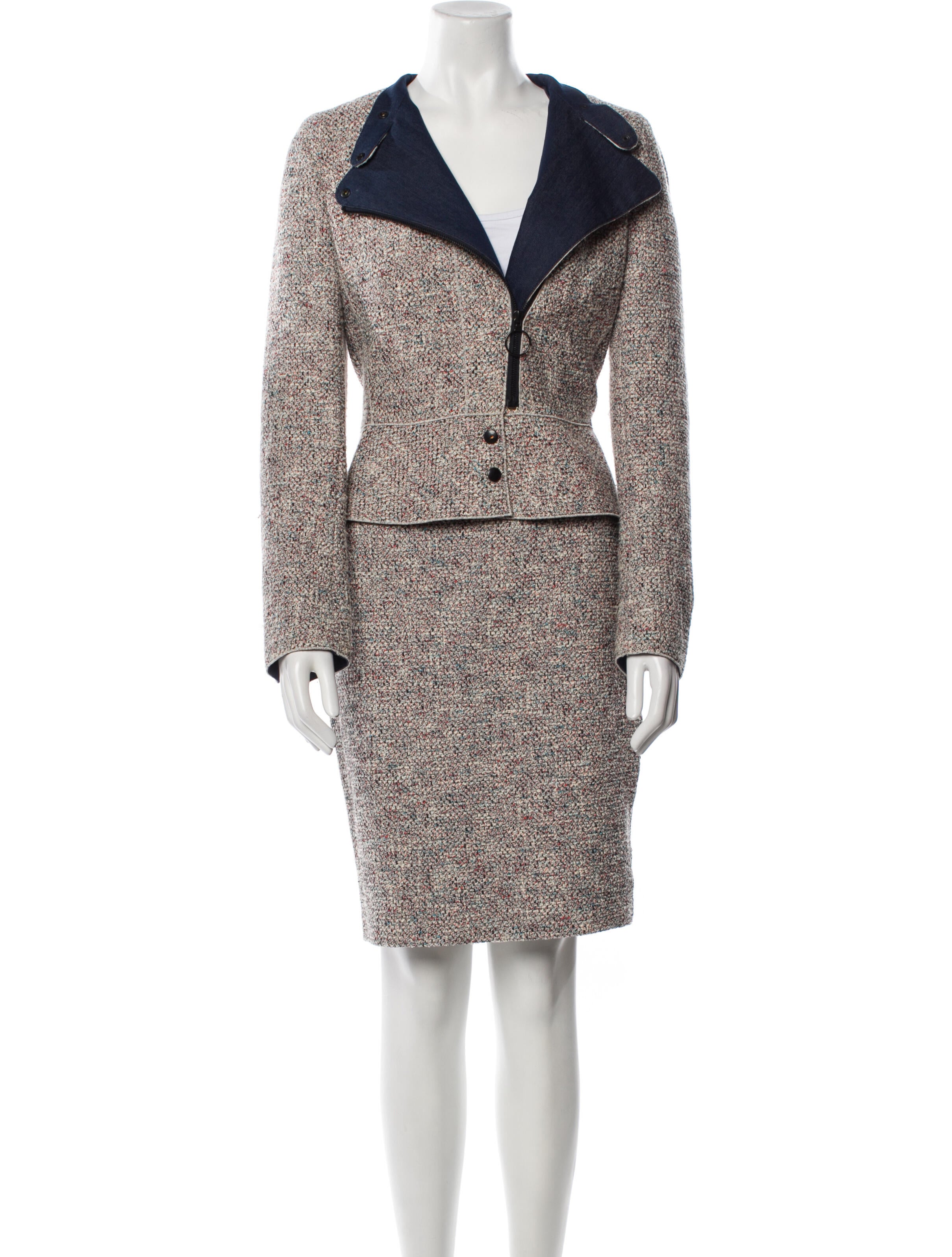 Akris Punto Tweed Pattern Skirt Set