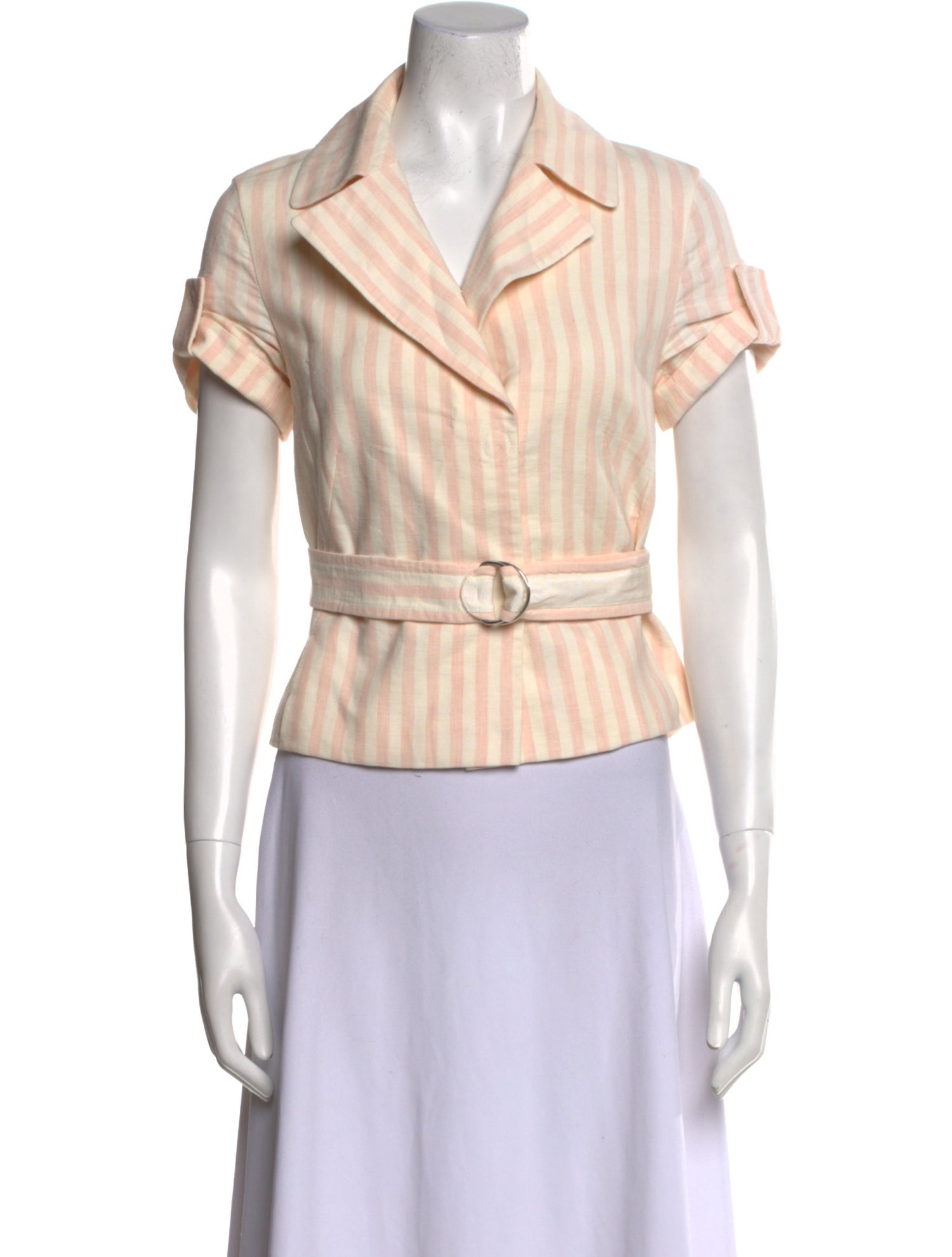 Akris Punto Linen Short Sleeve Button-Up Top