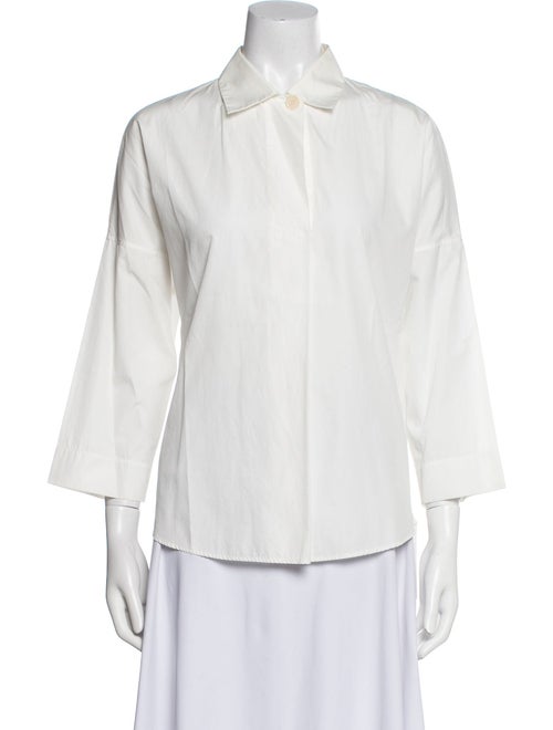 Akris Punto Three-Quarter Sleeve Button-Up Top