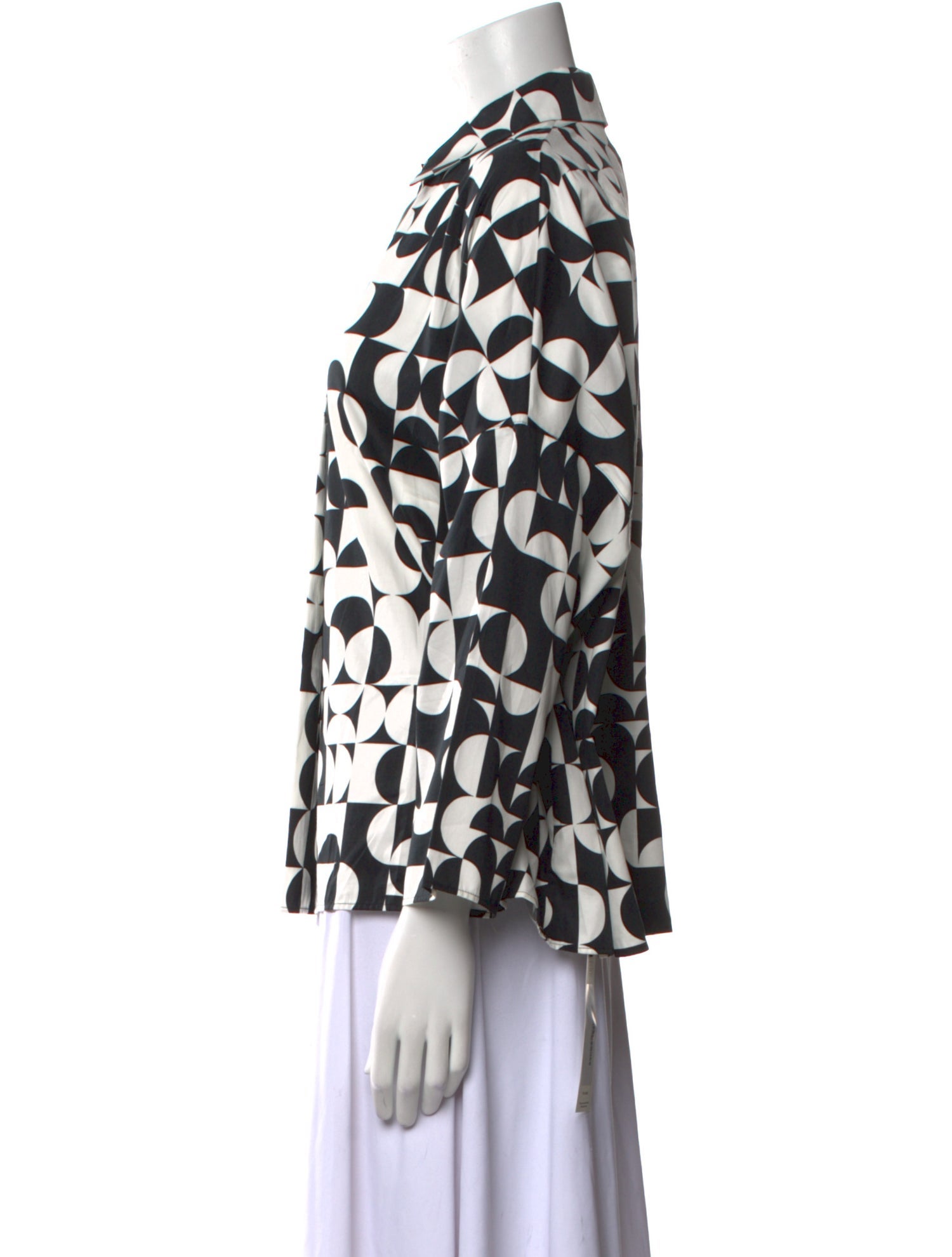 Akris Punto Printed Three-Quarter Sleeve Button-Up Top