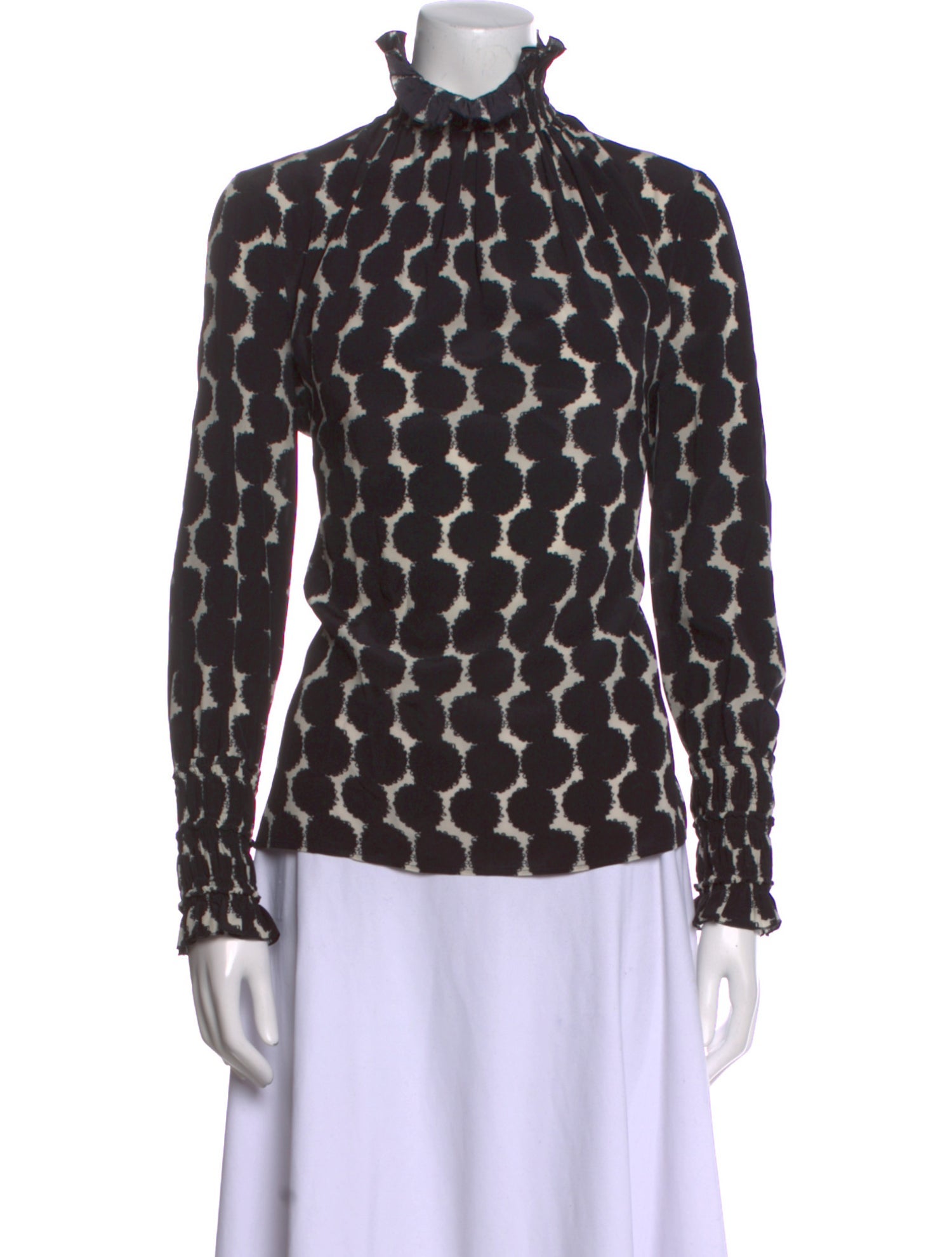 Akris Punto Silk Polka Dot Print Blouse