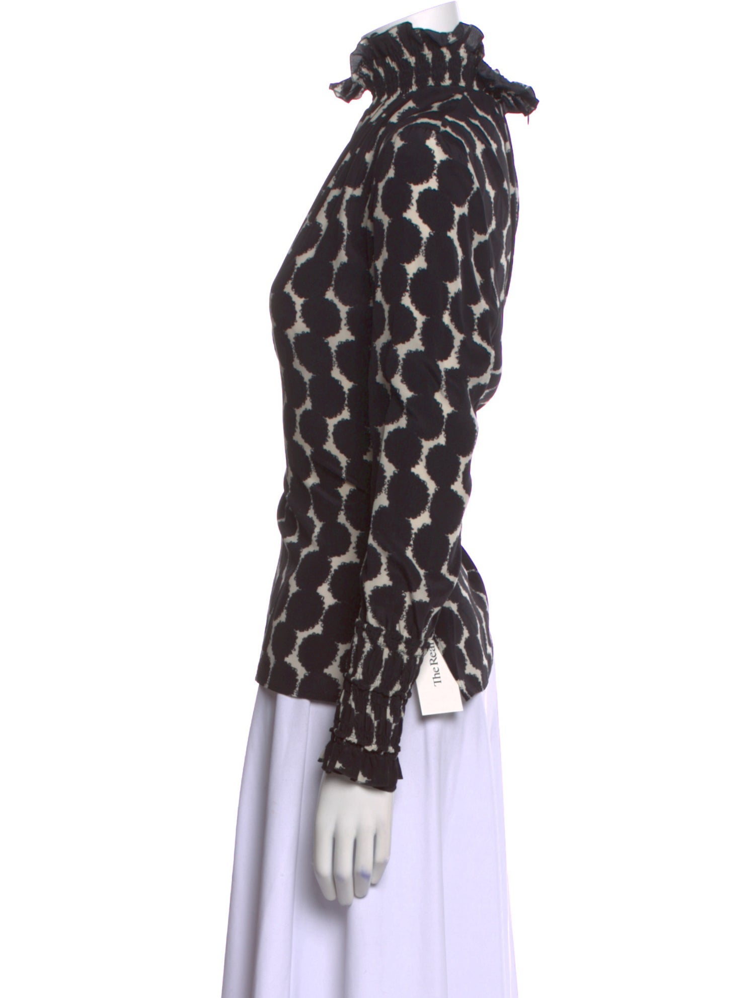Akris Punto Silk Polka Dot Print Blouse