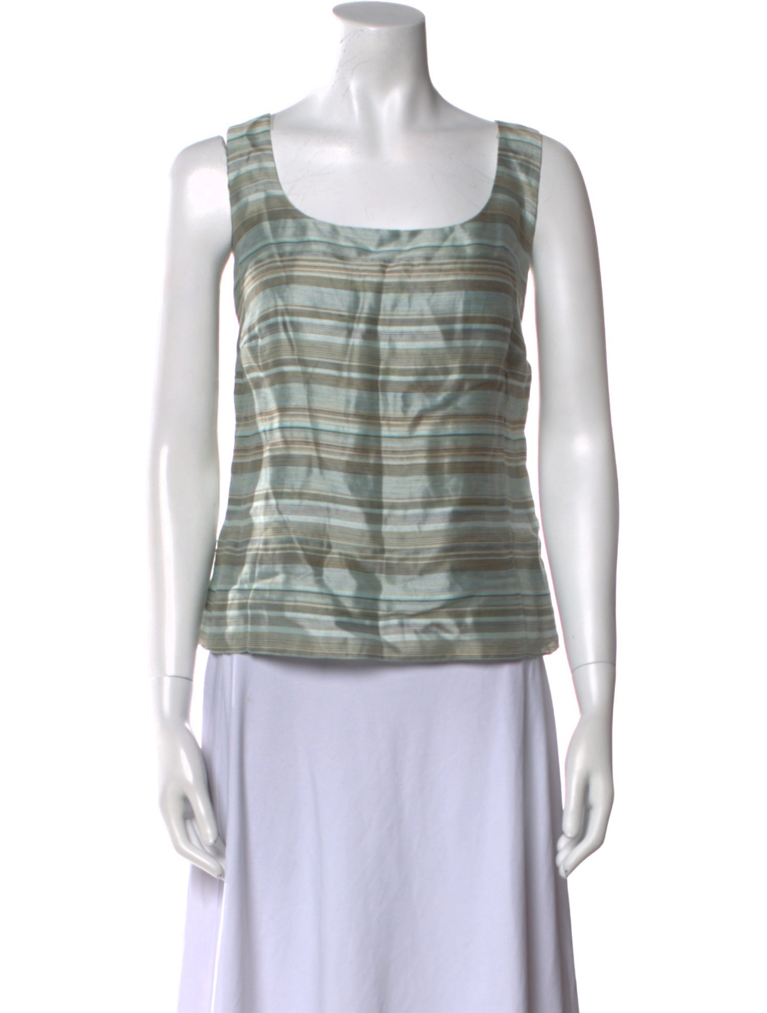Akris Punto Striped Square Neckline Top