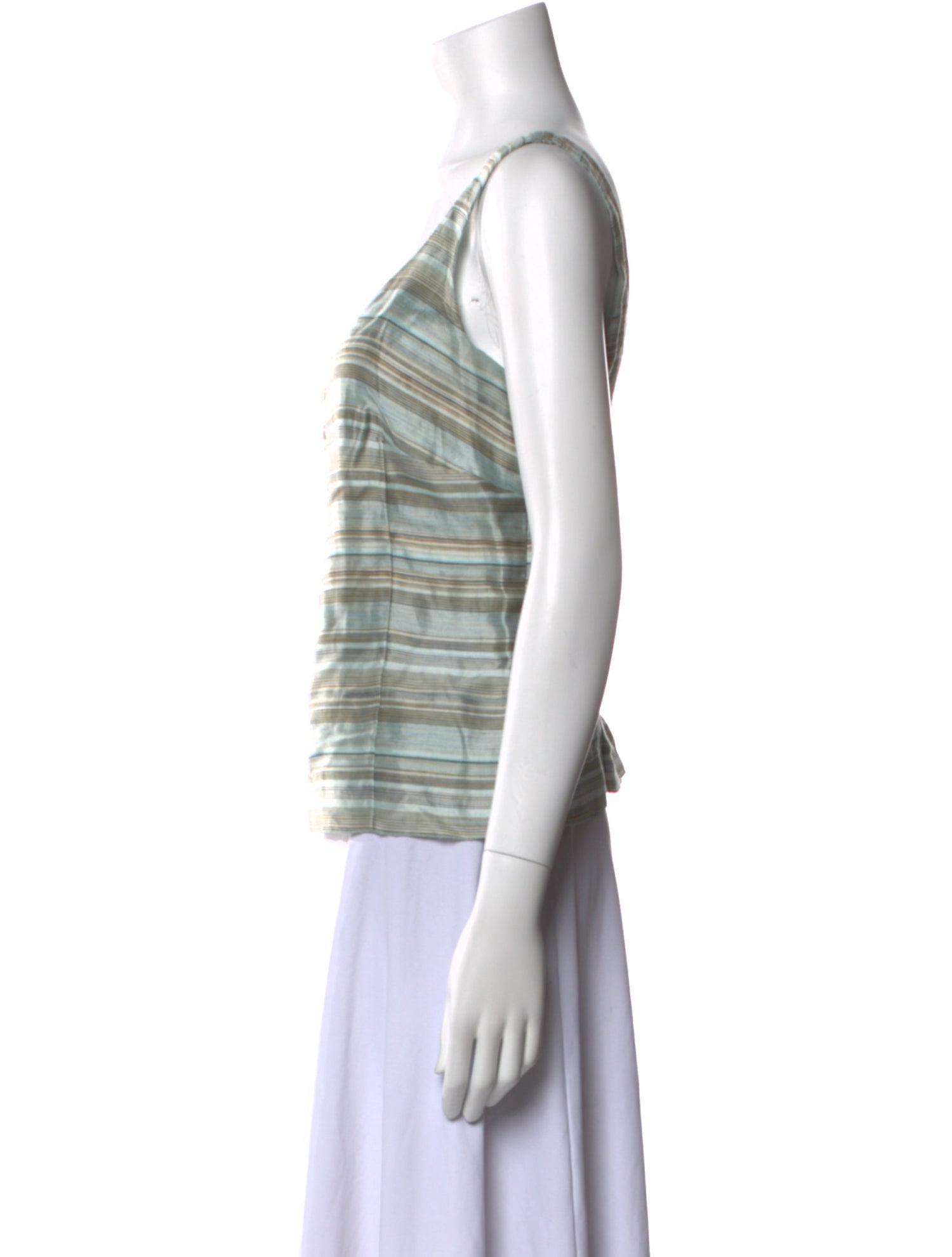 Akris Punto Striped Square Neckline Top