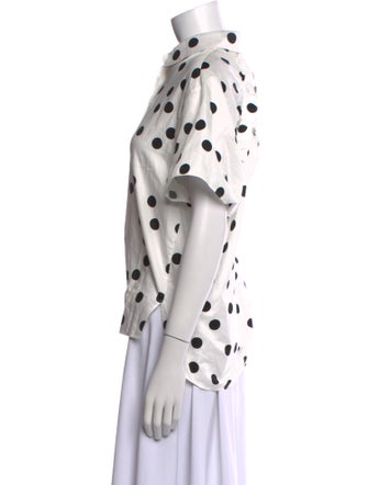 Akris Punto Polka Dot Print Mock Neck Button-Up Top