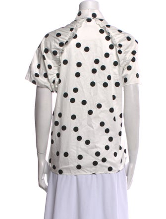 Akris Punto Polka Dot Print Mock Neck Button-Up Top