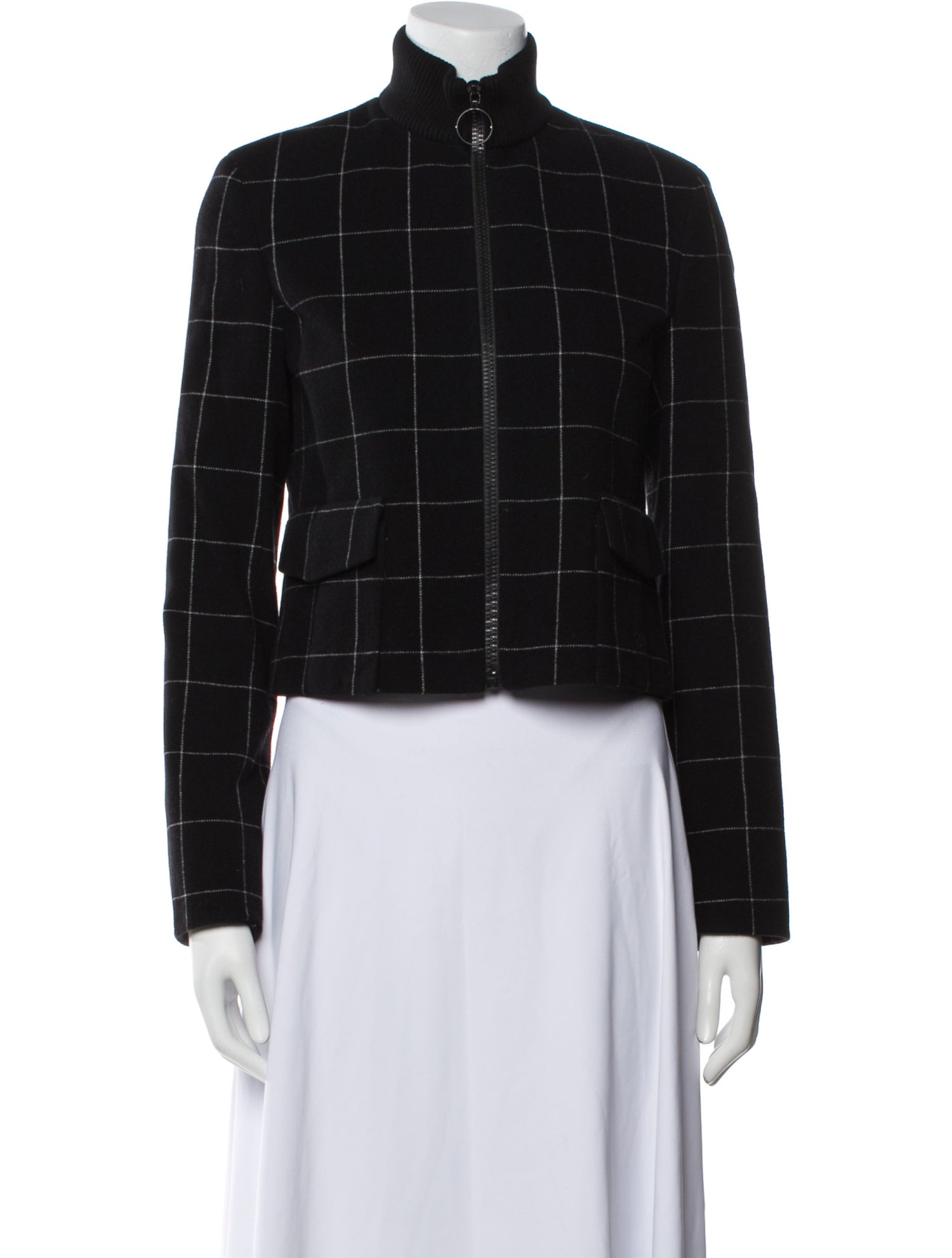Akris Punto Wool Plaid Print Evening Jacket