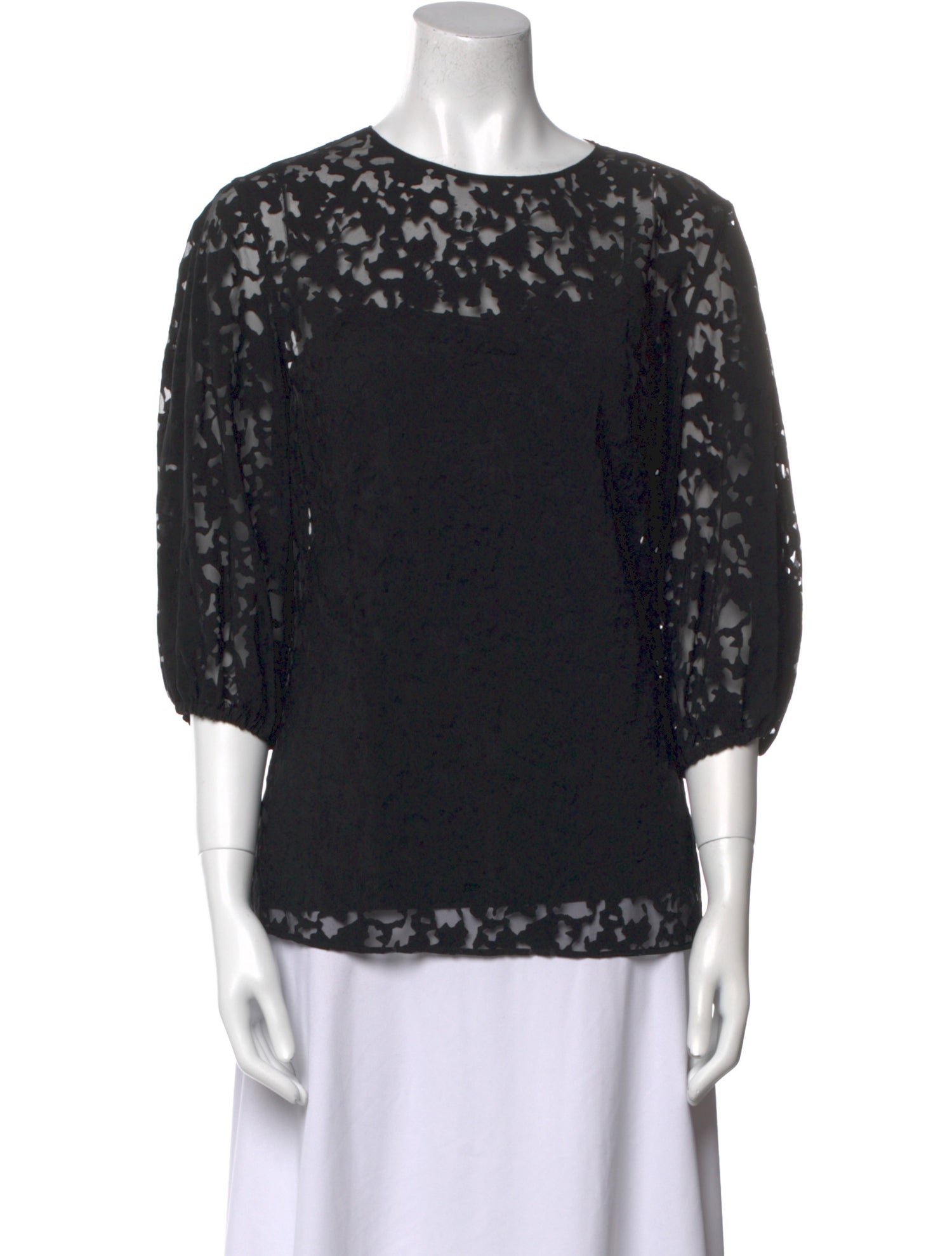 Akris Punto Lace Pattern Bateau Neckline Blouse