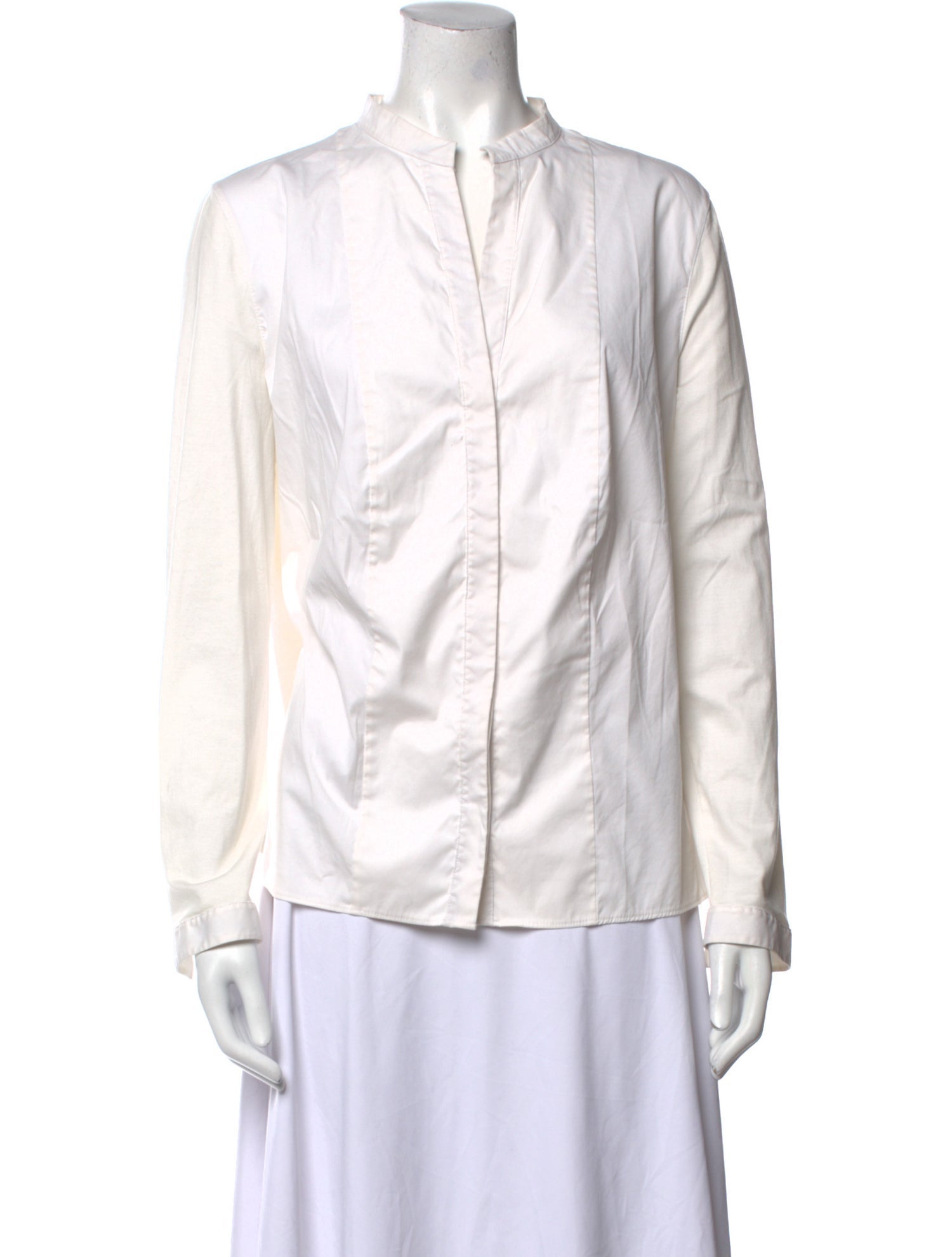 Akris Punto Mock Neck Long Sleeve Button-Up Top