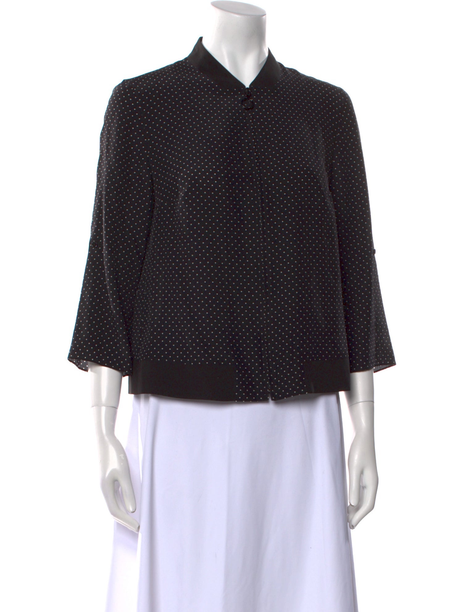 Akris Punto Silk Polka Dot Print Button-Up Top