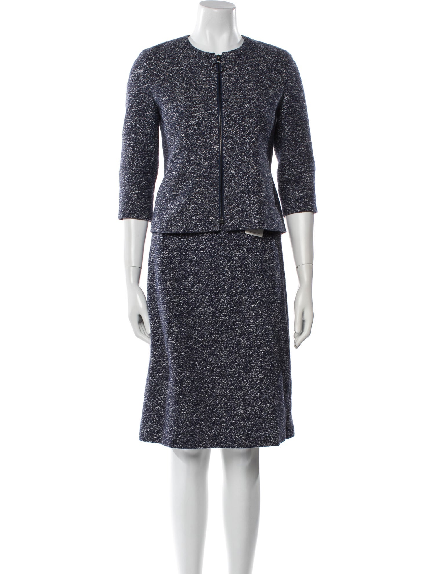 Akris Punto Tweed Pattern Skirt Set