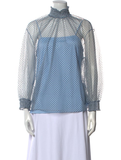Akris Punto Mesh Polka Dot Print Blouse
