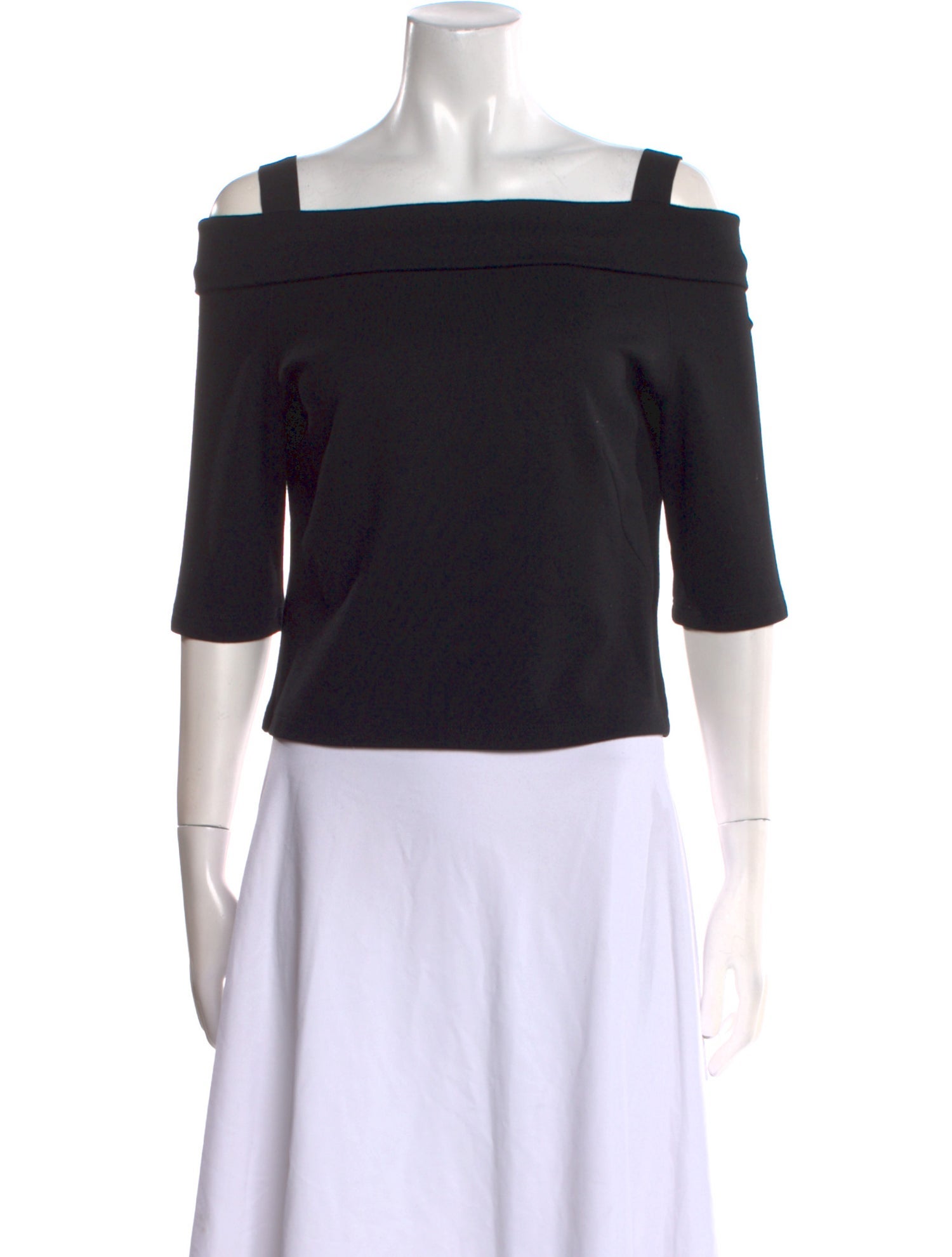 Akris Punto Square Neckline Three-Quarter Sleeve Crop Top