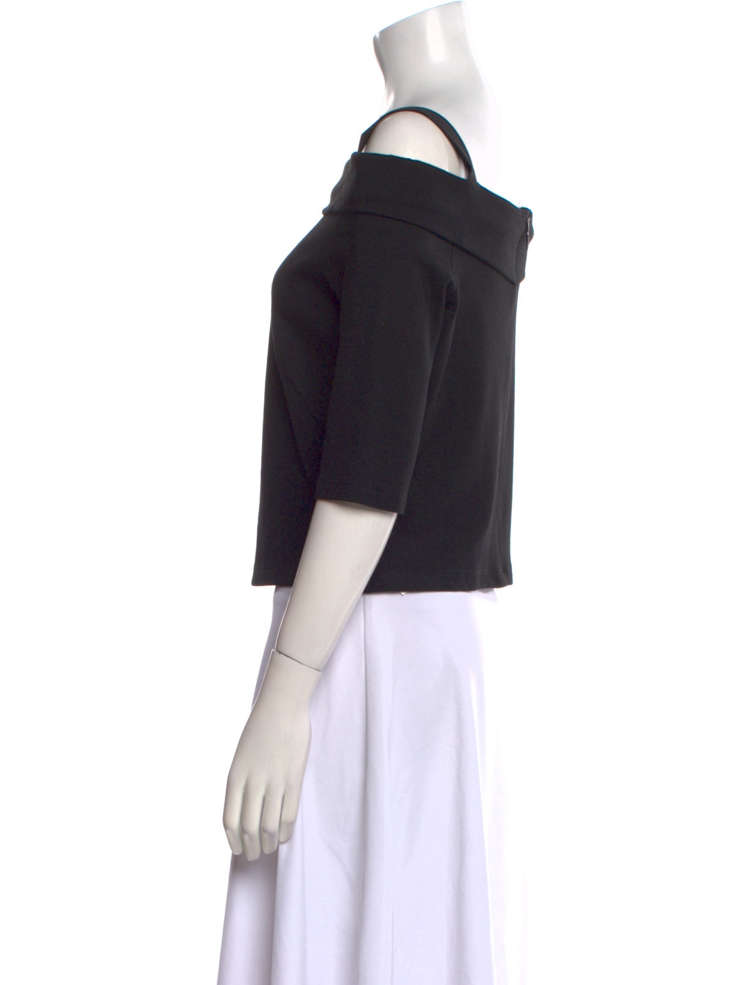 Akris Punto Square Neckline Three-Quarter Sleeve Crop Top