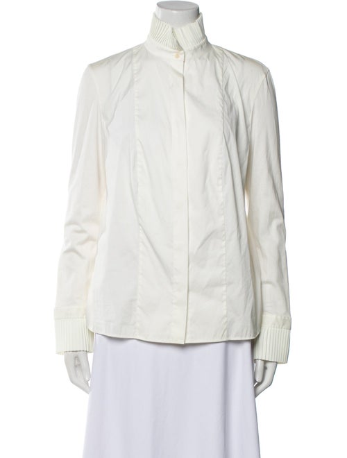 Akris Punto Mock Neck Long Sleeve Button-Up Top