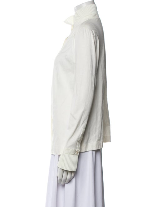 Akris Punto Mock Neck Long Sleeve Button-Up Top