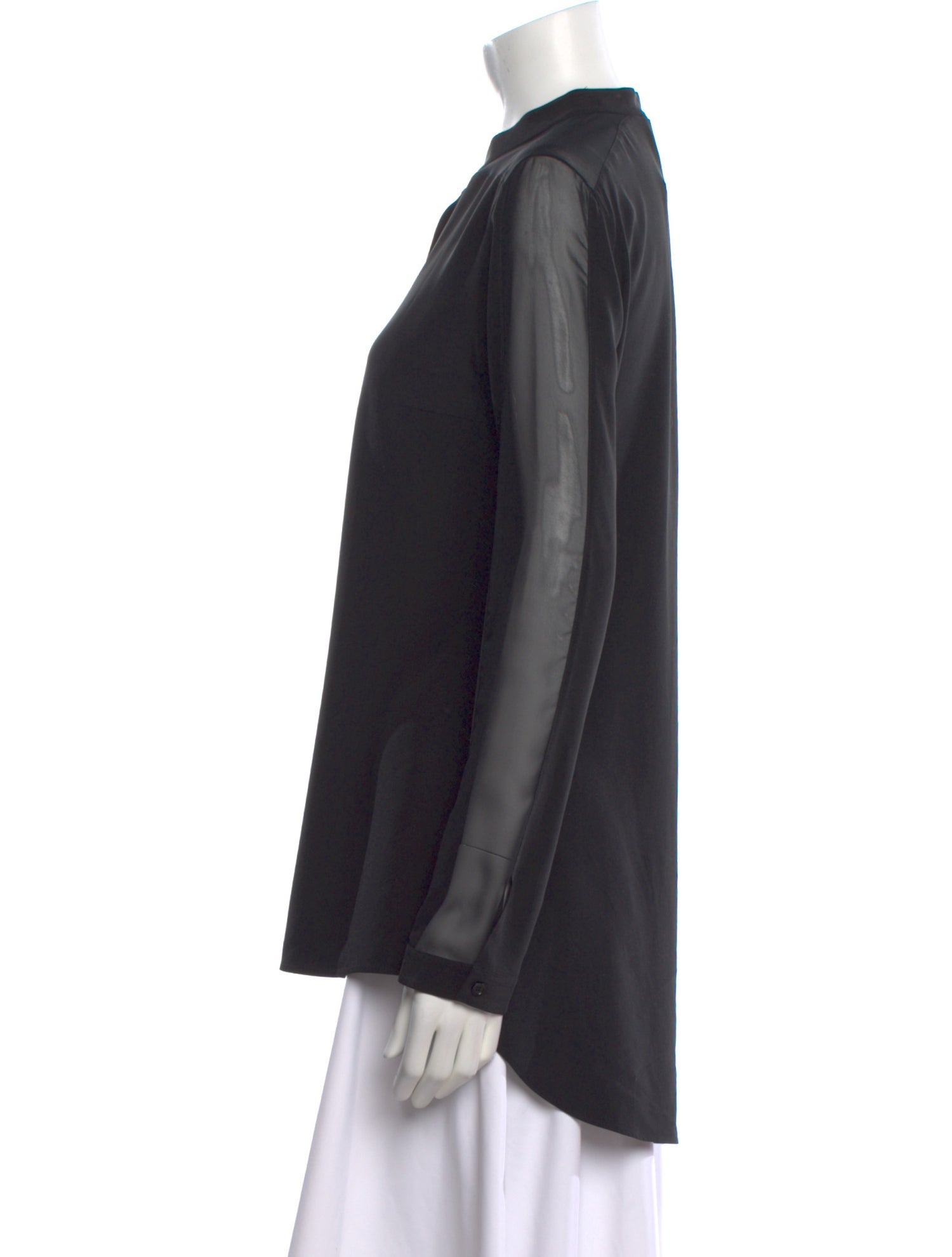 Akris Punto Silk Mock Neck Button-Up Top