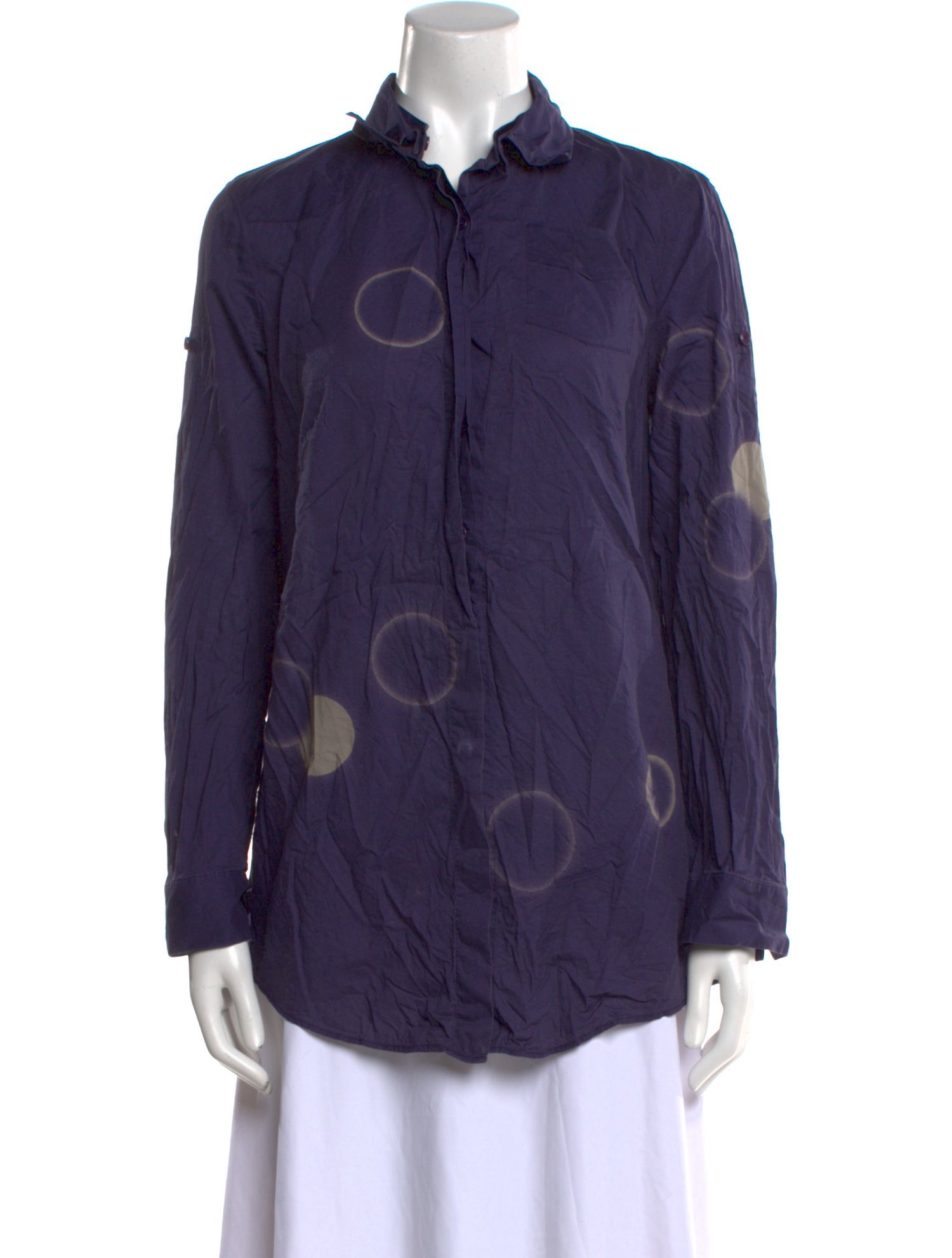 Akris Punto Printed Mock Neck Button-Up Top